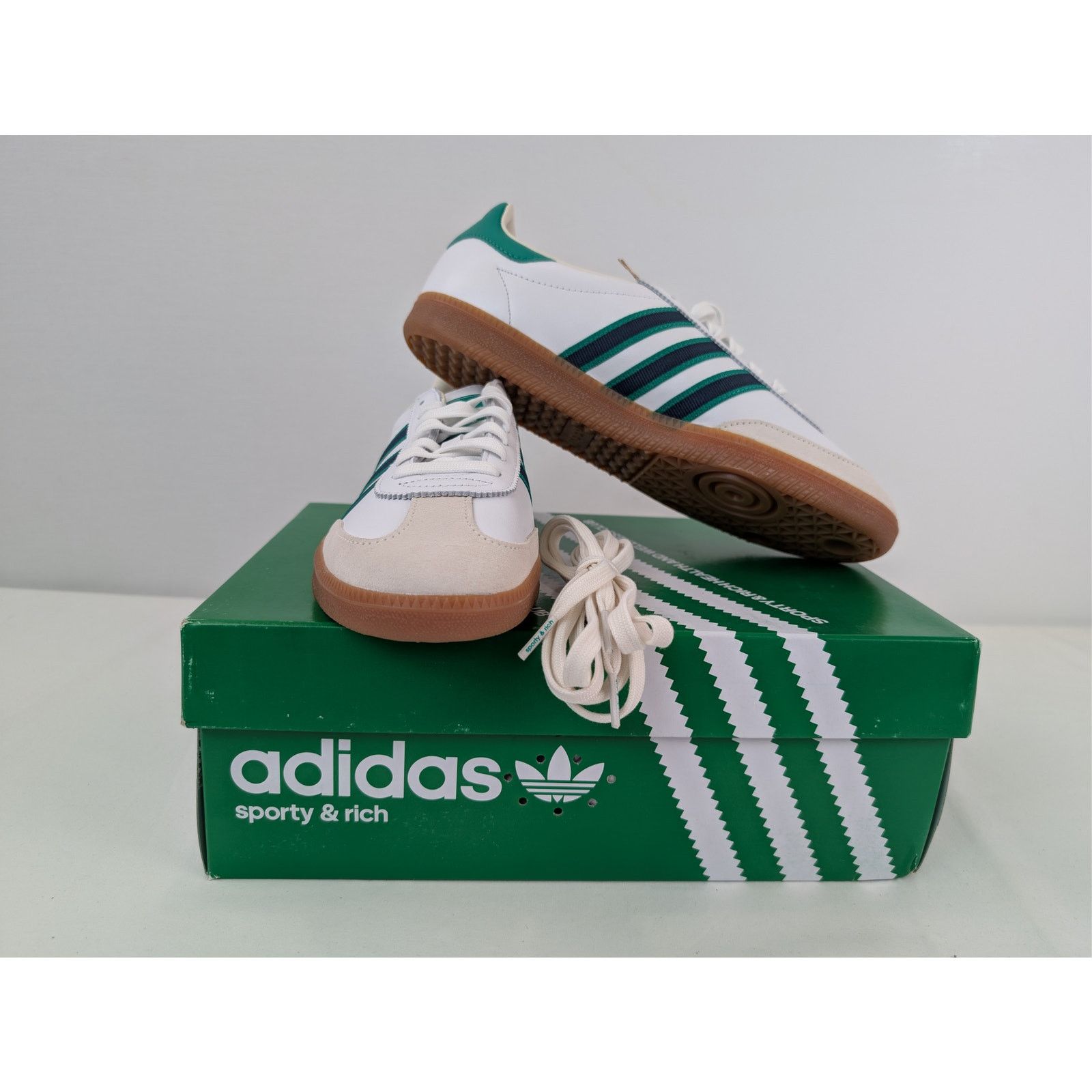 Adidas × Sporty & Rich o1rshd1 AS 250 Low-Top Sneakers in White / Green Size US 9.5 / EU 42-43 - 14 Thumbnail