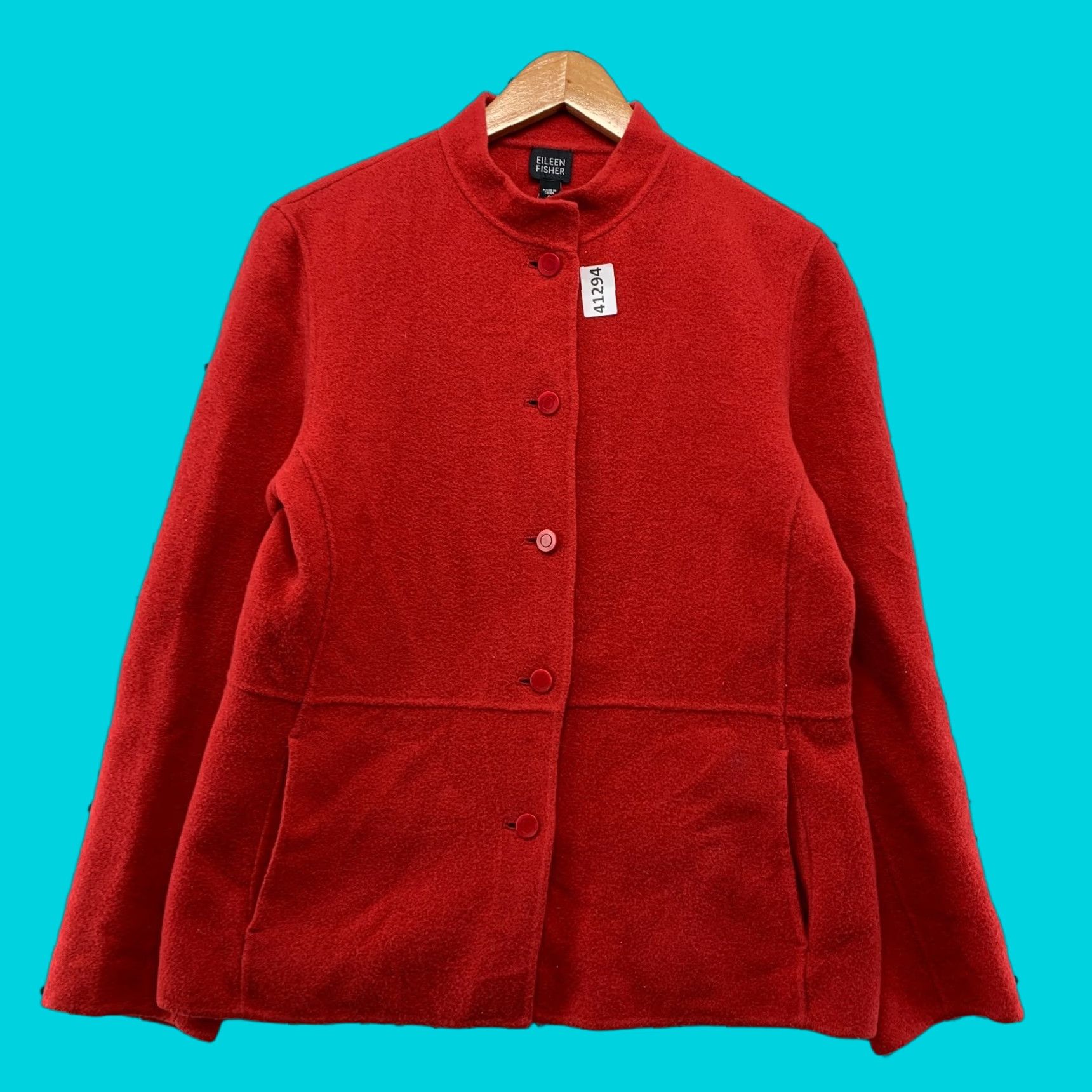 Eileen Fisher Eileen Fisher Wool Cashmere Button Jacket Womens Small Red Solid Wool Cashmere Button Jacket Womens Small Red Size S / US 4 / IT 40 - 1 Thumbnail