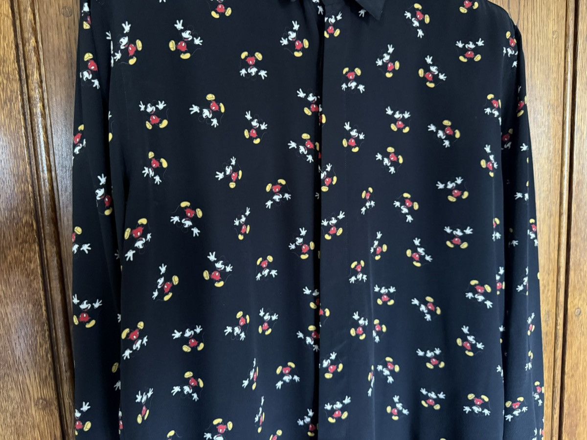 Saint Laurent Paris SS19 Saint Laurent Mickey Mouse silk black logo shirt 39 M Size US M / EU 48-50 / 2 - 18 Thumbnail