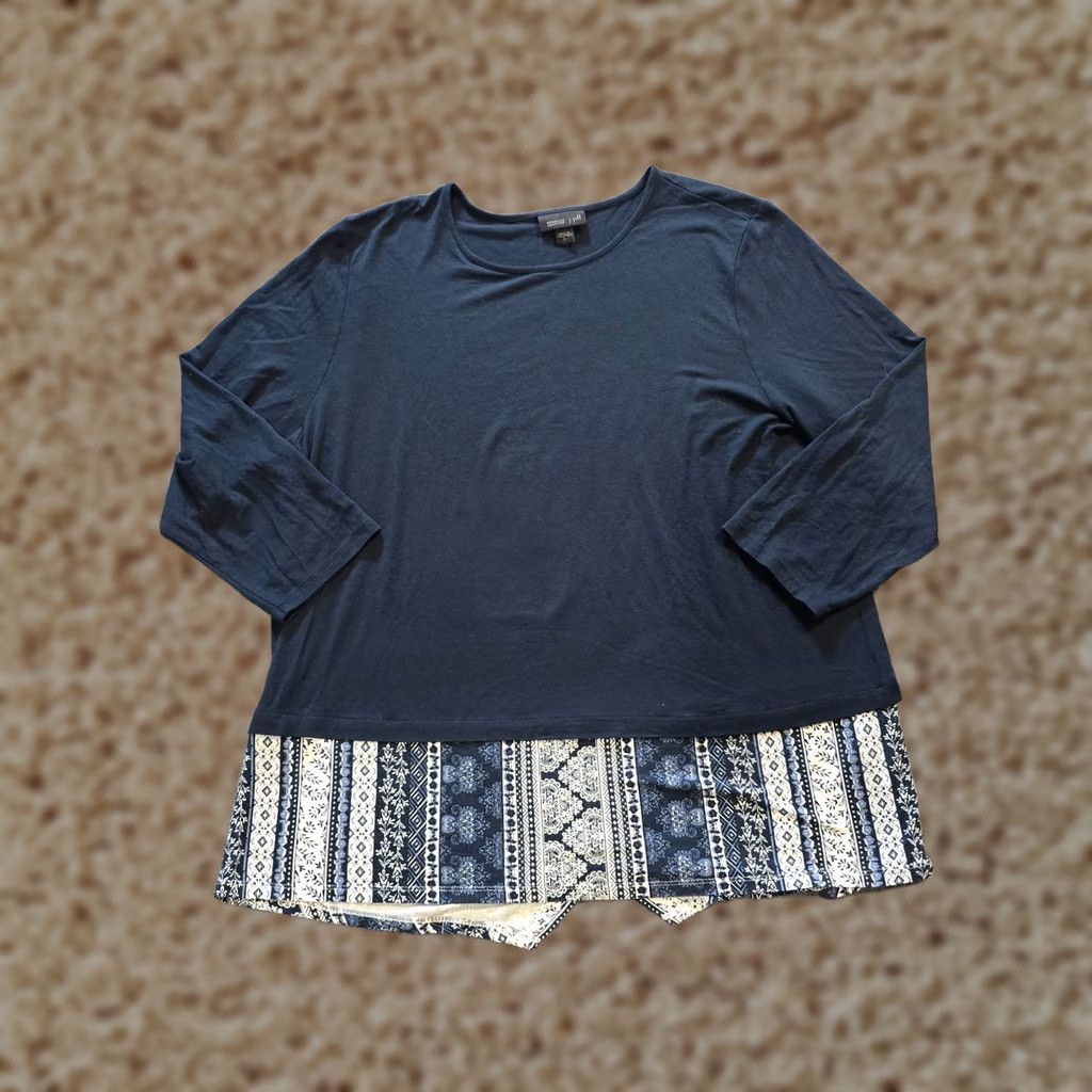 J. Jill J. Jill Top Womens Large Blue 3/4 Sleeve Wearever Stretch Casual Capsule Shirt Size L / US 10 / IT 46 - 1 Thumbnail