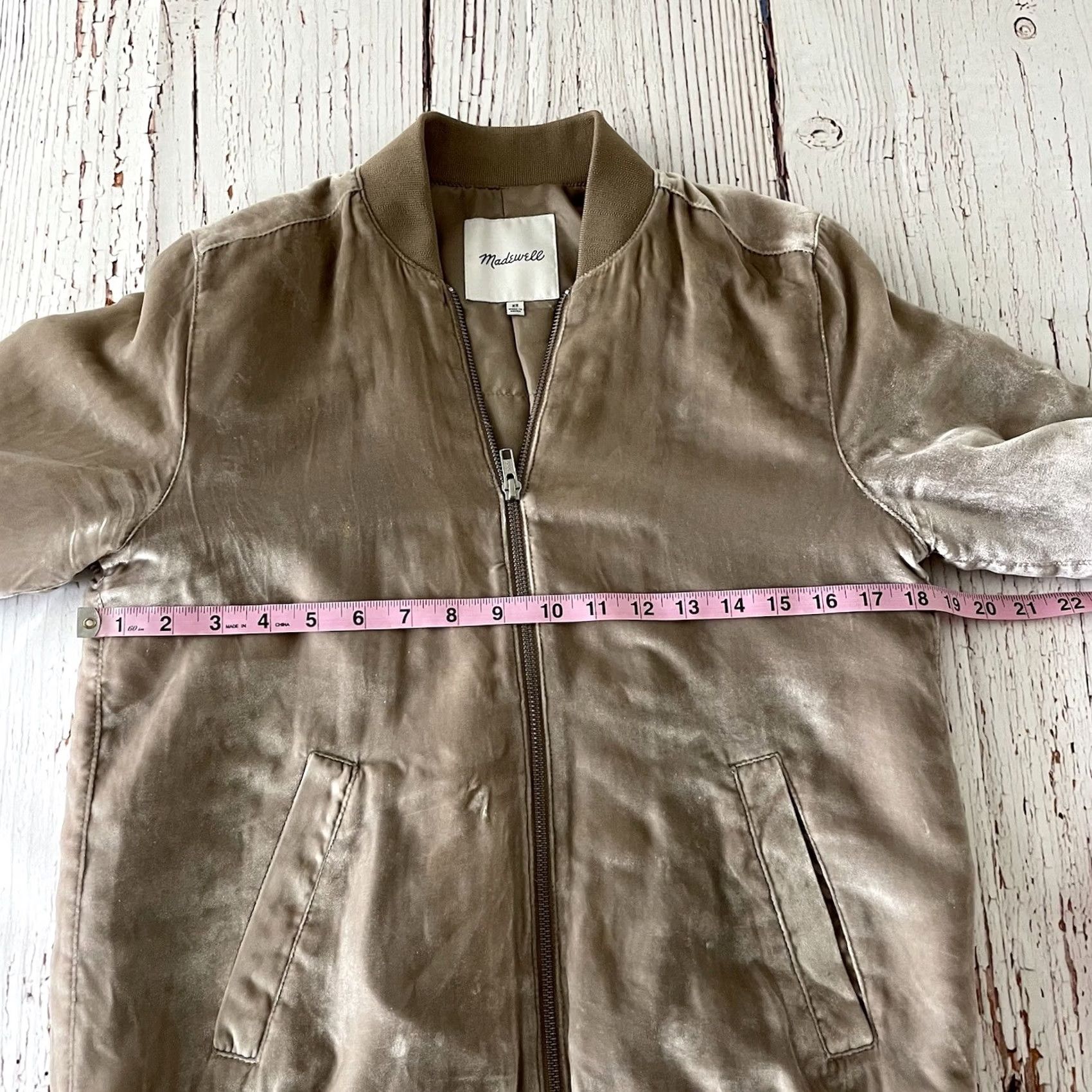 Madewell Madewell Full Zip Velour Jacket Women's XS Brown Bomber Jacket Casual Velour Jacket Womens XS Brown Madewell Full Zip Velour Jacket Size XS / US 0-2 / IT 36-38 - 3 Thumbnail