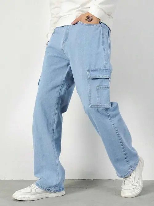 Jean Kirari x Maki Cargo Pocket Denim Jeans Straight fit Size US 32 / EU 48 - 5 Thumbnail