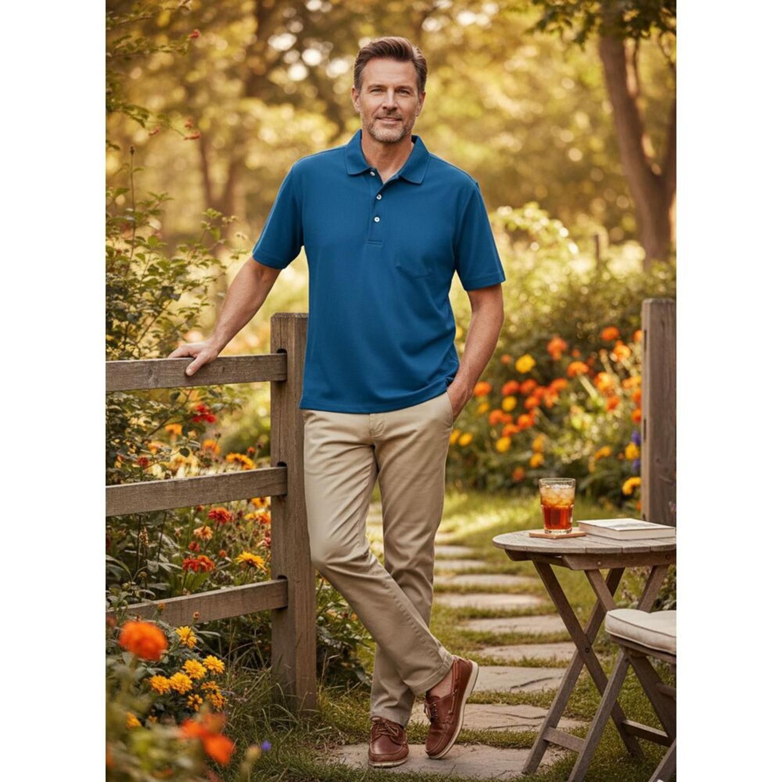Lands' End Lands’ End Men’s Polo Shirt XL Blue Short Sleeve 100%Cotton Size US XL / EU 56 / 4 - 1 Thumbnail