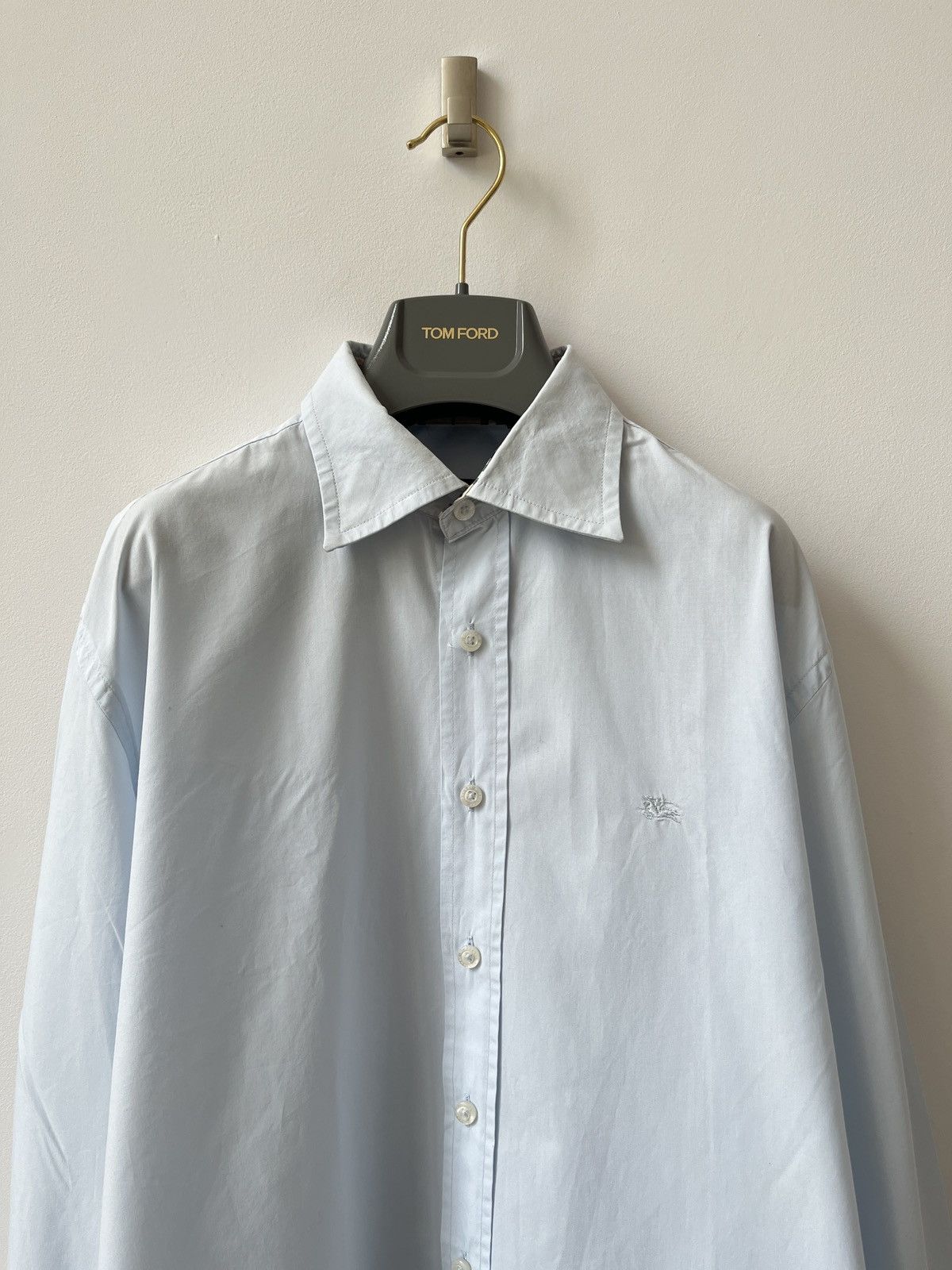 Burberry Vintage Burberry Nova Check Cuffs Shirt Baby Blue Luxury Size US XL / EU 56 / 4 - 6 Thumbnail