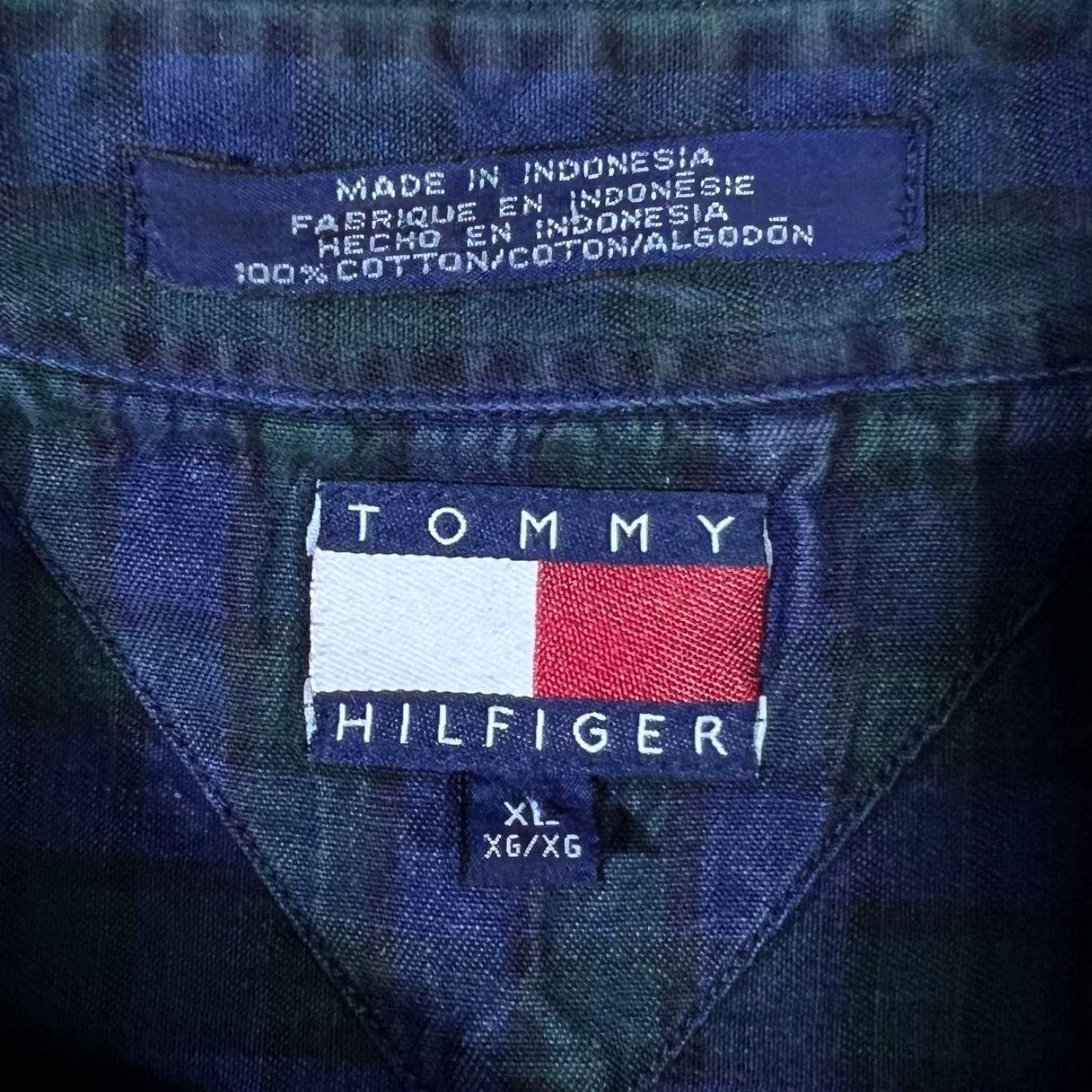 Tommy Hilfiger VINTAGE Tommy Hilfiger Shirt Button-Down XL Multicoloured Navy Green Tartan Check Crest Logo Long Sleeve Bedigi? Size US XL / EU 56 / 4 - 3 Thumbnail