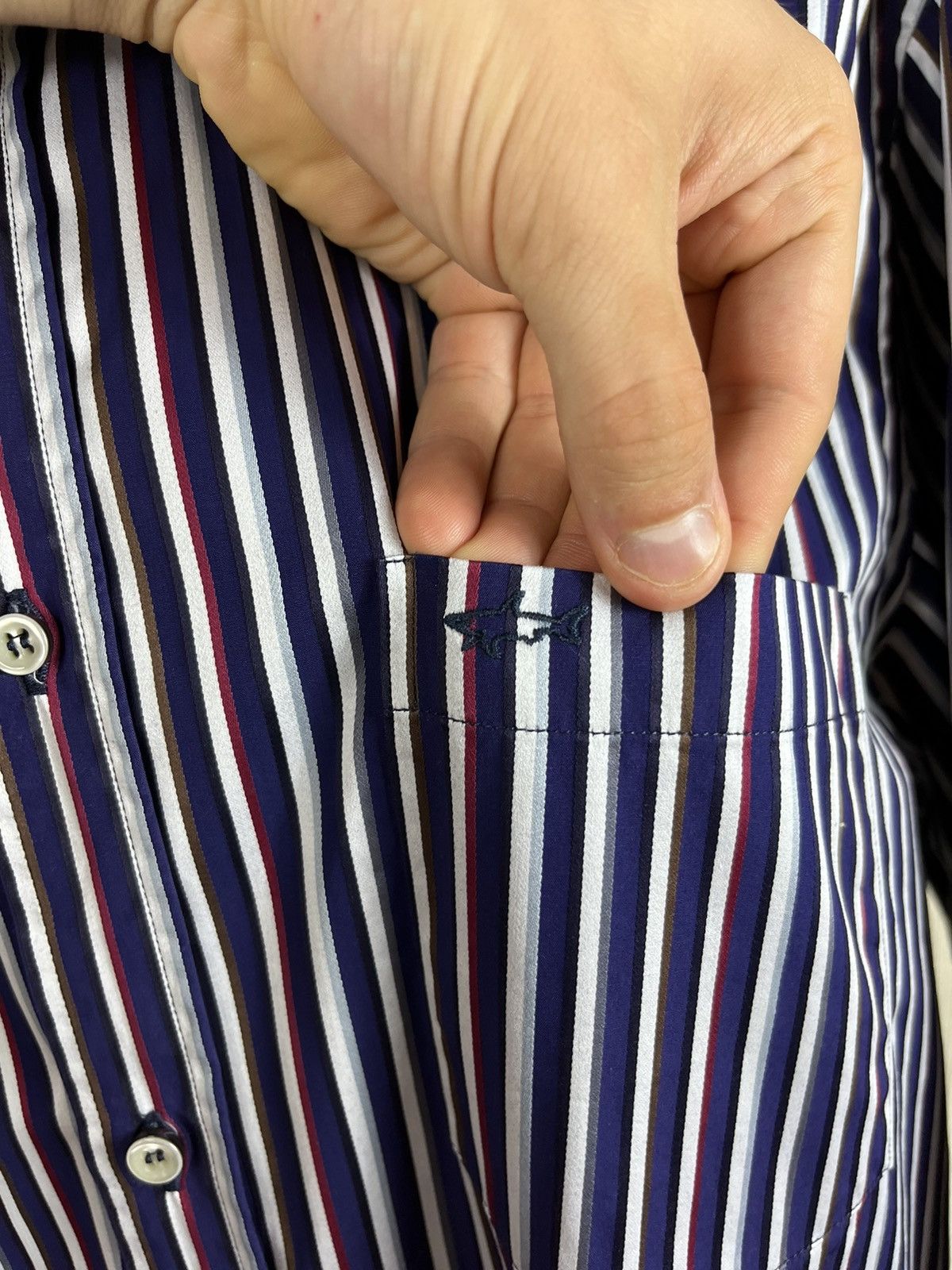 Paul & Shark Paul & Shark striped shirt with pocket logo casual Italy Size US M / EU 48-50 / 2 - 10 Thumbnail