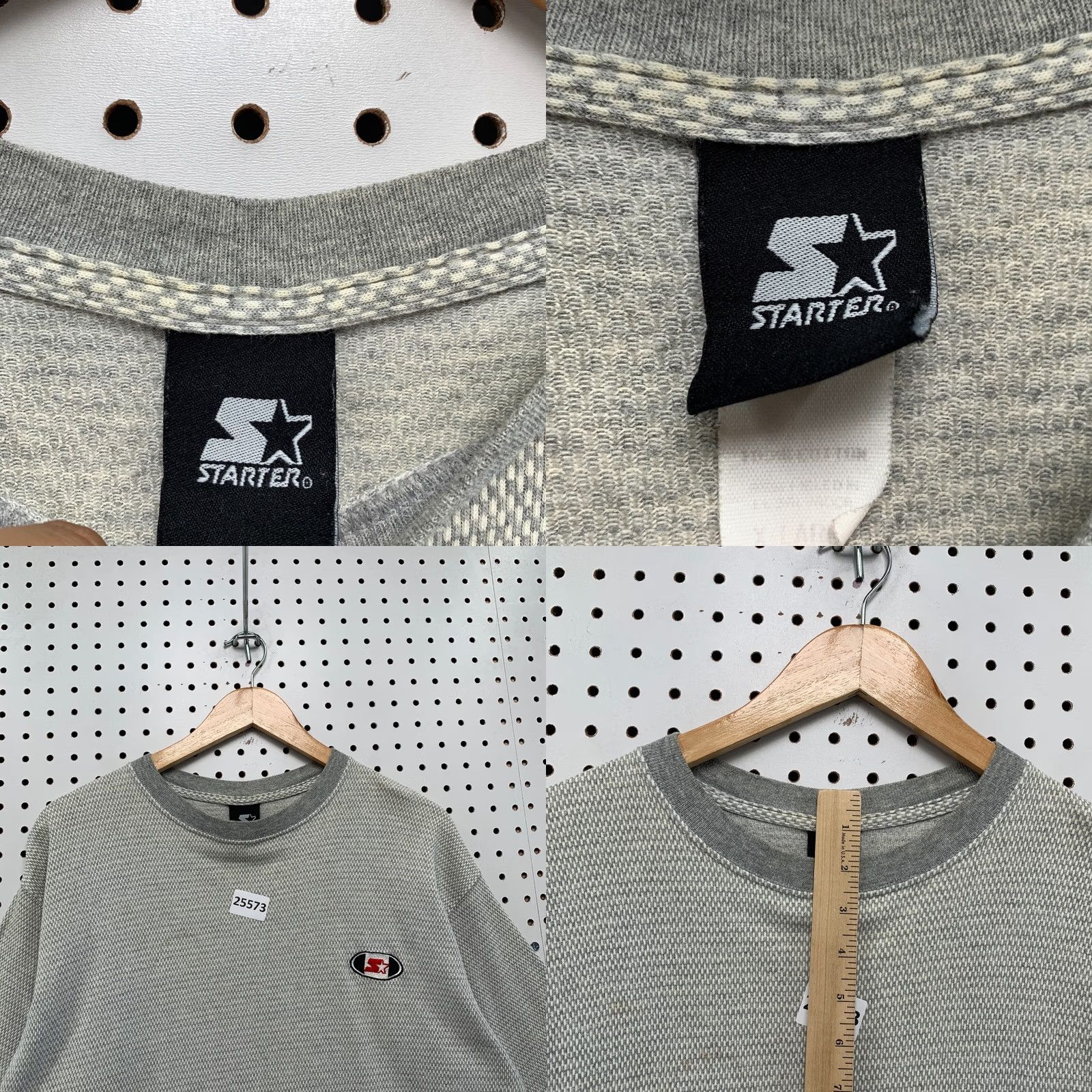 Starter VINTAGE Starter Shirt Gray White Knit Striped Adult XL Short Sleeve 90s Mens Size US XL / EU 56 / 4 - 8 Thumbnail