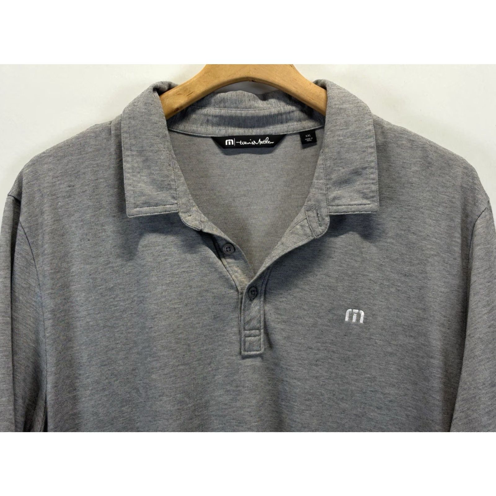 TravisMathew Travis Mathew 2XL Pima Polo Shirt Mens Grey Stripe Golf Short Sleeve Size US XXL / EU 58 / 5 - 2 Thumbnail