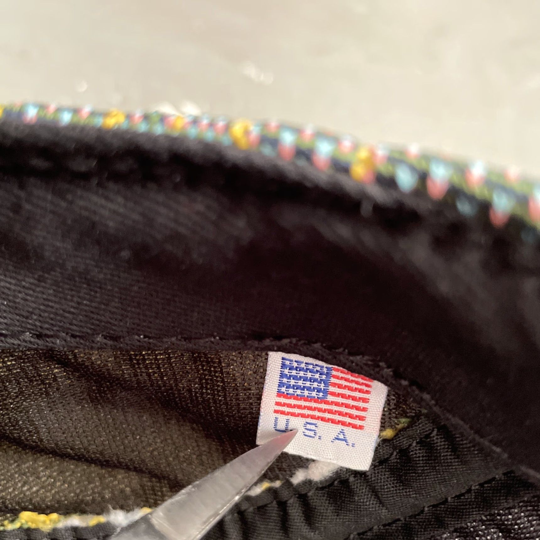 Byborre BYBORRE 5-Panel Patchwork Thick Fabric Camp Cap Made In USA Unisex Adults One Size Multicolor USA Designer Pattern Handcrafted Textile Cap Size ONE SIZE - 6 Thumbnail
