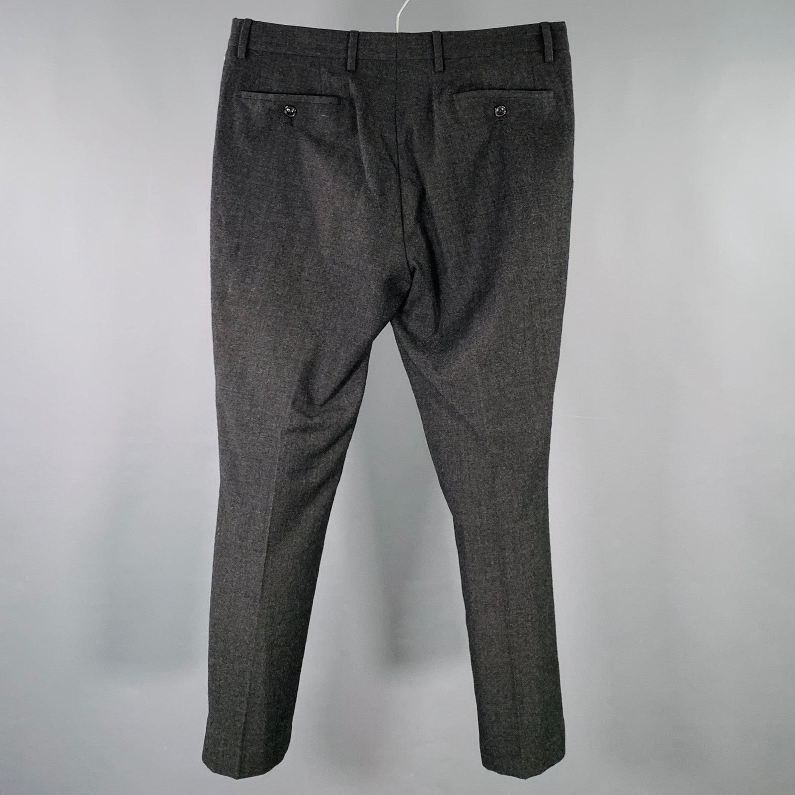John Varvatos Size 32 Grey Heather Wool Flat Front Dress Pants Size US 32 / EU 48 - 2 Thumbnail