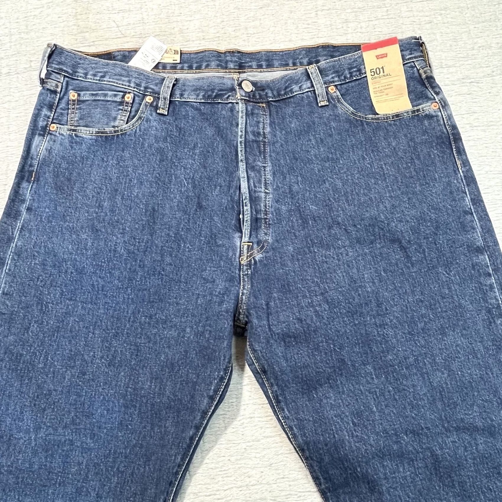 Levi's VINTAGE? LEVI'S 501 Jeans Mens 501 Original Straight Jeans Regular Button Fly Stretch 44X34 Blue Denim NWT Size US 44 / EU 60 - 3 Thumbnail
