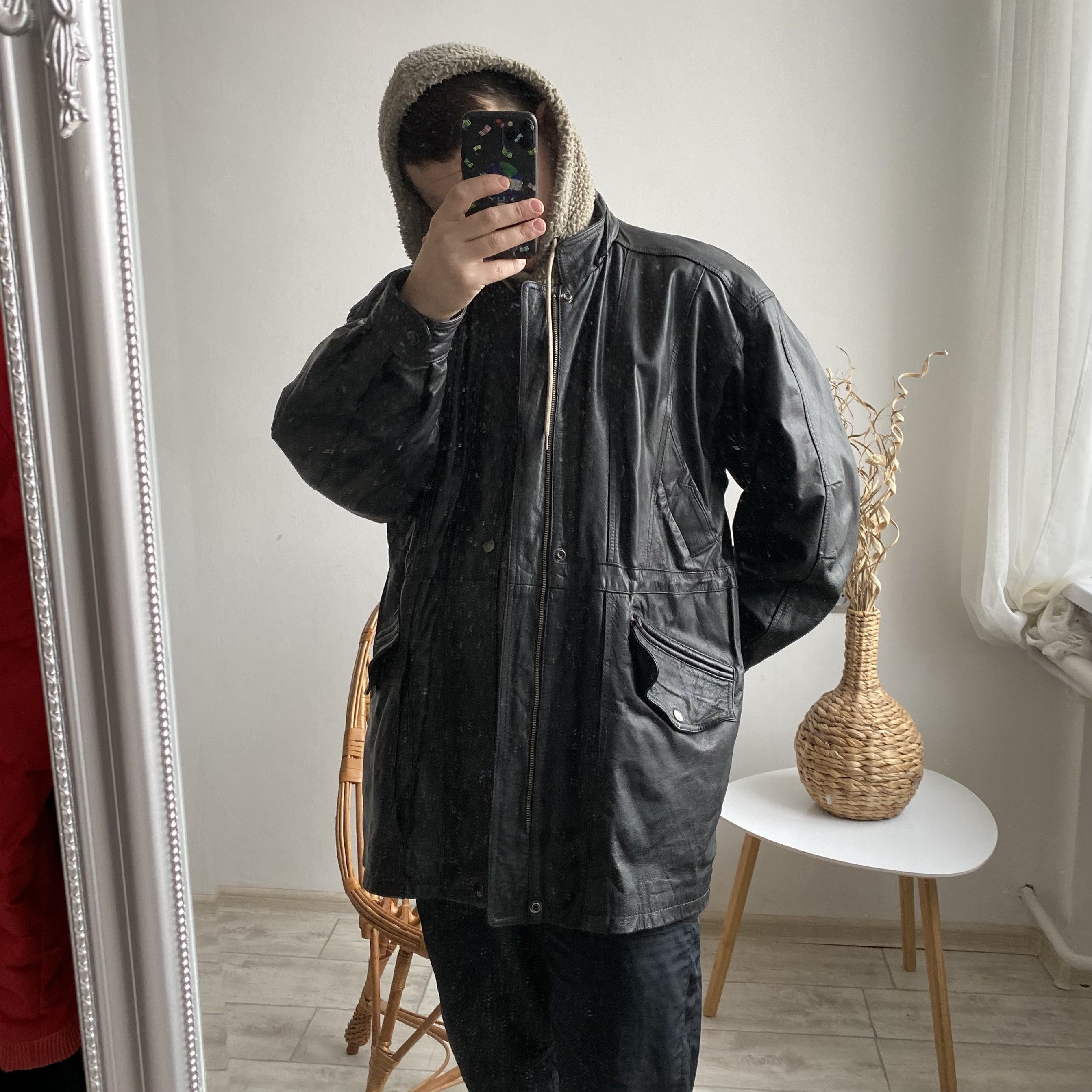 Genuine Leather Vintage 90s Real Leather Jacket Parka Coat Balenciaga style Size US L / EU 52-54 / 3 - 12 Thumbnail