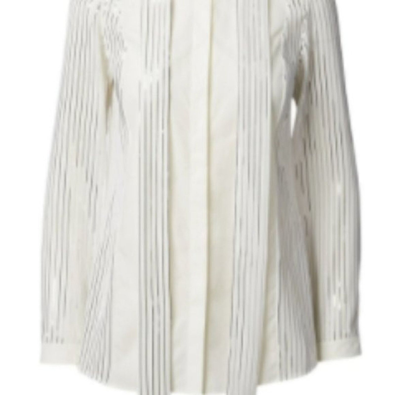 Akris Akris Blouse with Foil Pleats and Shirt Collar white silver Size XL / US 12-14 / IT 48-50 - 3 Thumbnail