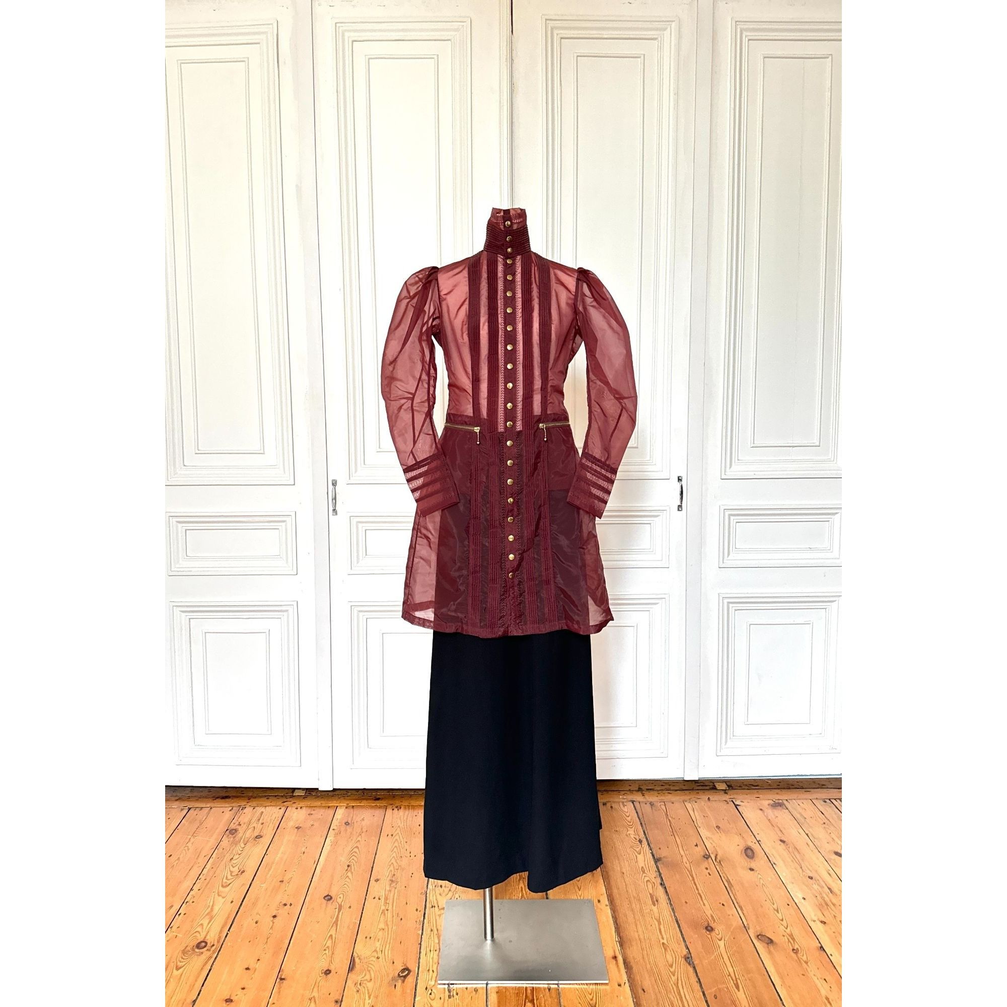Jean Paul Gaultier 1990s Burgundy Victorian Gazar Silk Coat Size M / US 6-8 / IT 42-44 - 1 Thumbnail