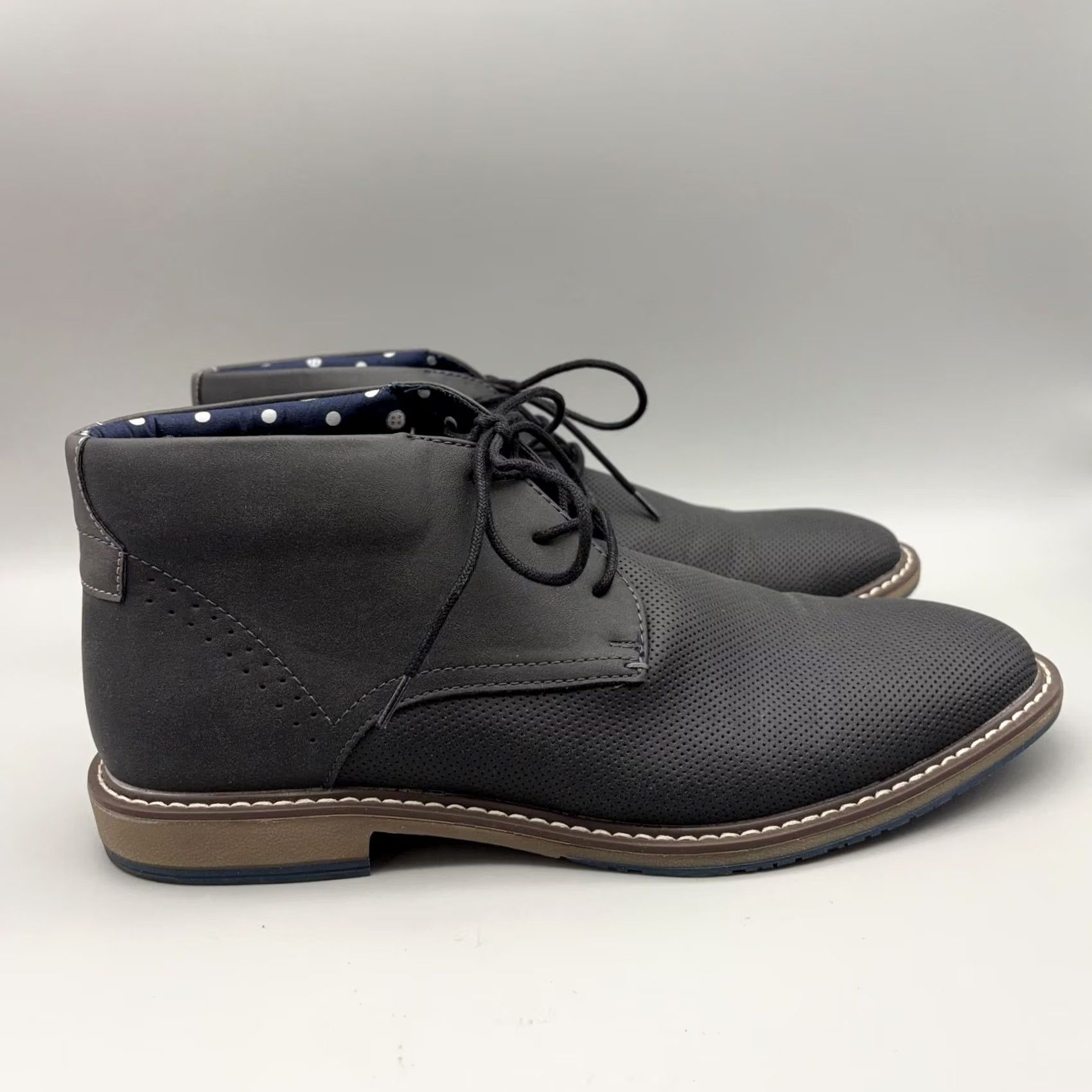 Vintage Madden Boots Mens 10 Black Chukka Ankle Lace Up Dress Casual M-Sestin Size US 10 / EU 43 - 6 Thumbnail