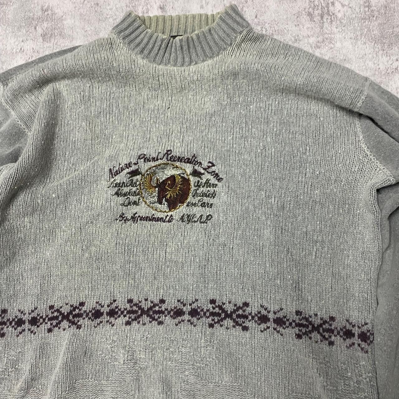 Other Grey vintage 90s embroidered sweater knitwear Size US XL / EU 56 / 4 - 2 Thumbnail