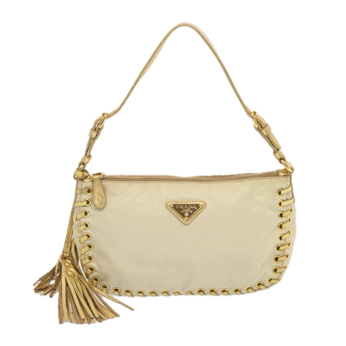 Prada Jacquard Beige Synthetic Handbag (Pre-Owned) Size ONE SIZE - 1 Thumbnail
