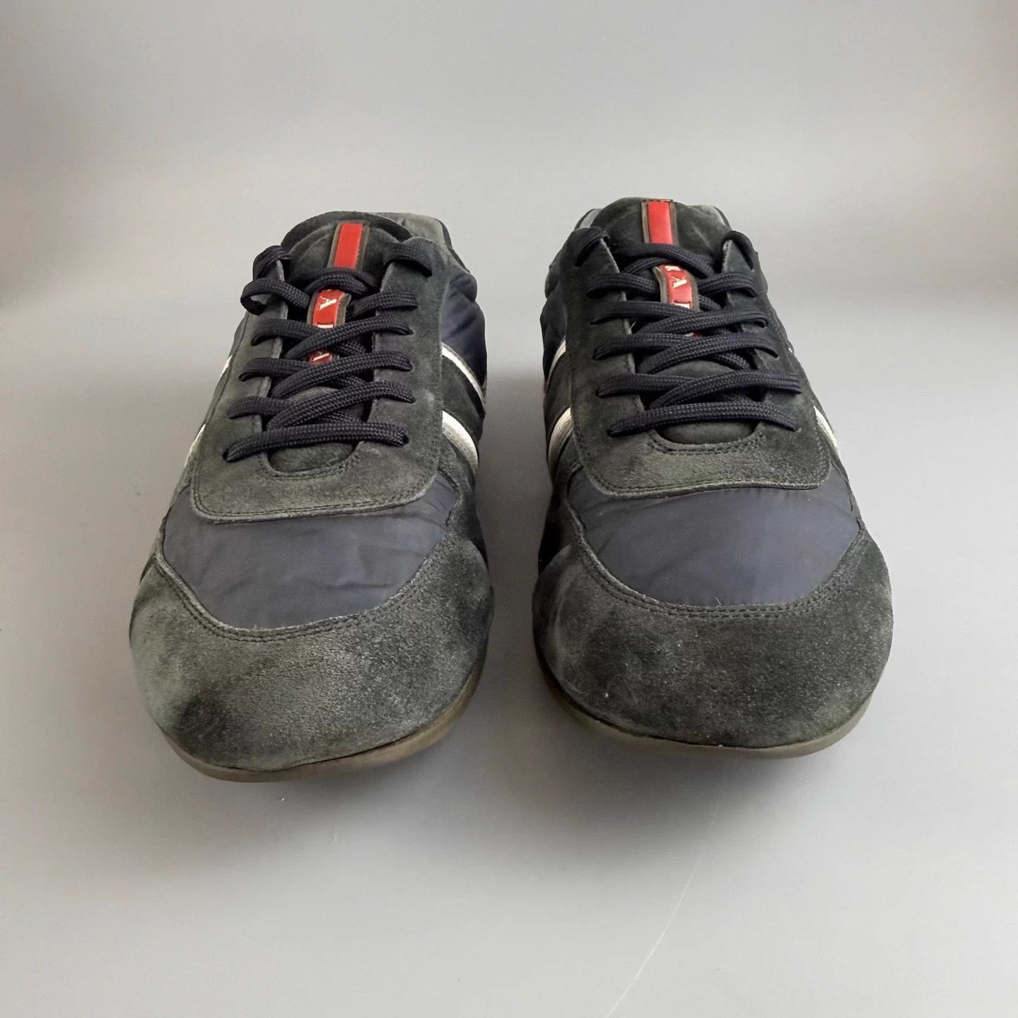 Prada Prada White Blue Suede Logo Lace Sneakers 41 Size US 8 / EU 41 - 2 Thumbnail