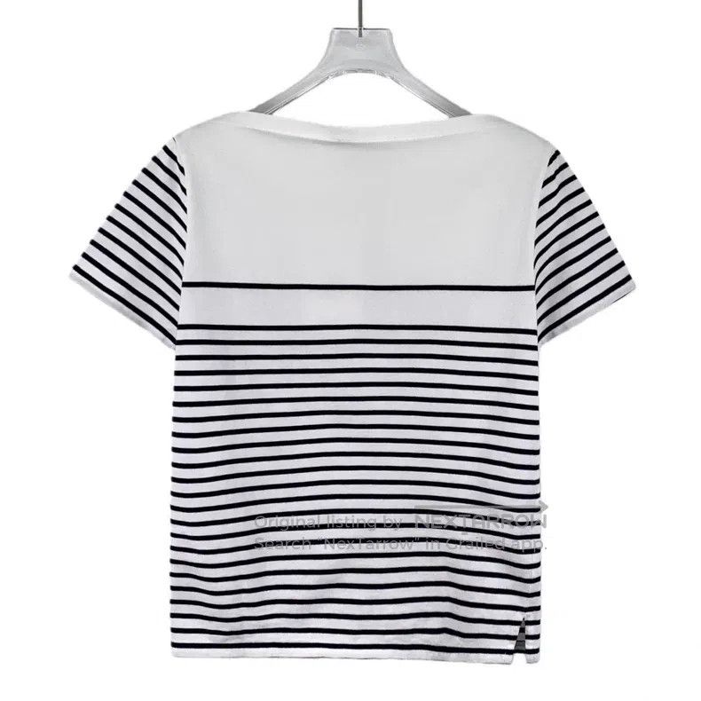 Dior Dior White striped letter print cotton round-neck short-sl Size M / US 6-8 / IT 42-44 - 2 Thumbnail