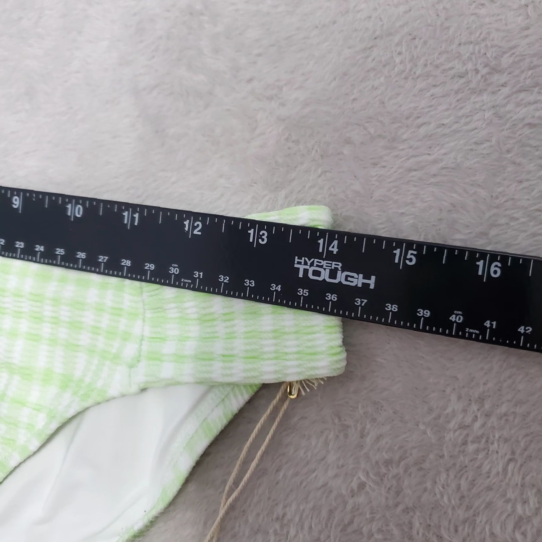 Vintage Carve Designs Cardiff Bikini Bottom Women M Lime Green White Spritz Texture Gingham UPF 50 4-Way Stretch Nylon Spandex Beach Surf Sustainable Size 32" / US 10 / IT 46 - 5 Thumbnail