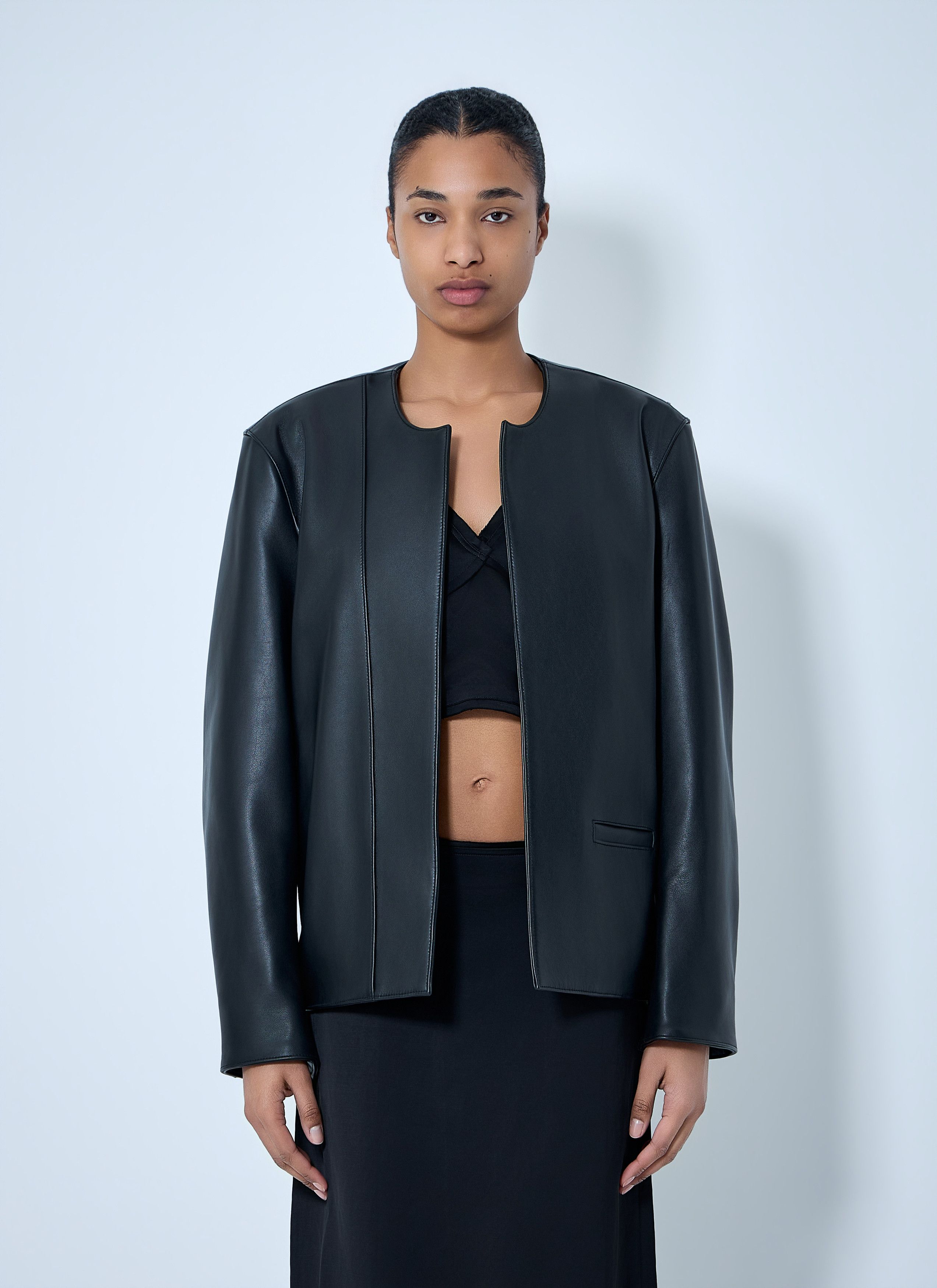 Toteme Open Front Leather Jacket Size M / US 6-8 / IT 42-44 - 1 Thumbnail