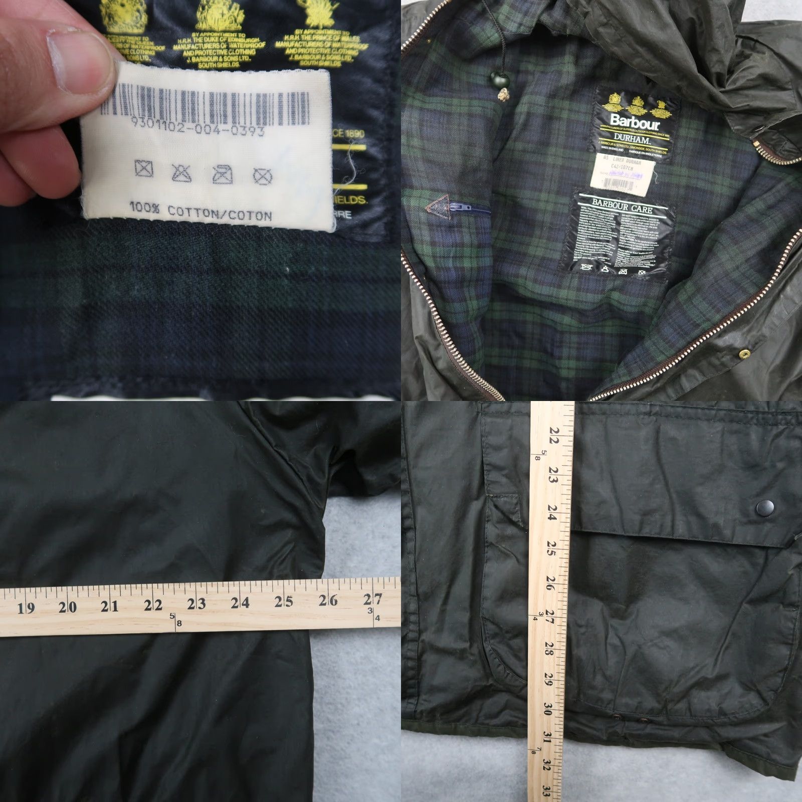 Barbour VINTAGE Barbour Jacket Durham Waxed Lined Green 90s Mens M Mid-Length 107CM/42” Reactive: 90s, Countries, Walking, Overcoat, Casual, Regular, Barbour. Size US M / EU 48-50 / 2 - 9 Thumbnail