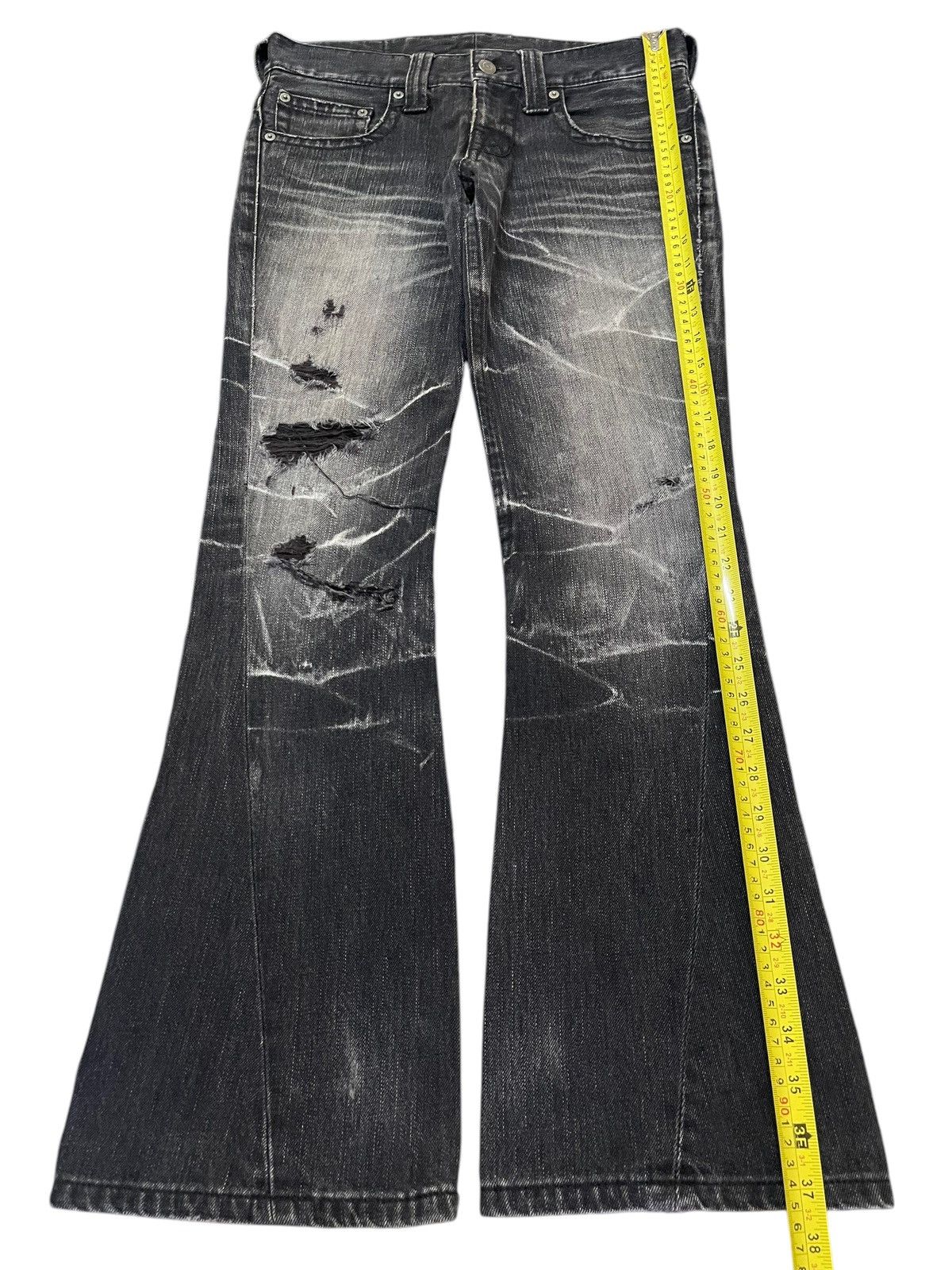 Tornado Mart Vintage Japan Tornado Mart Faded Wash Distressed Flare Jeans Size US 30 / EU 46 - 13 Thumbnail