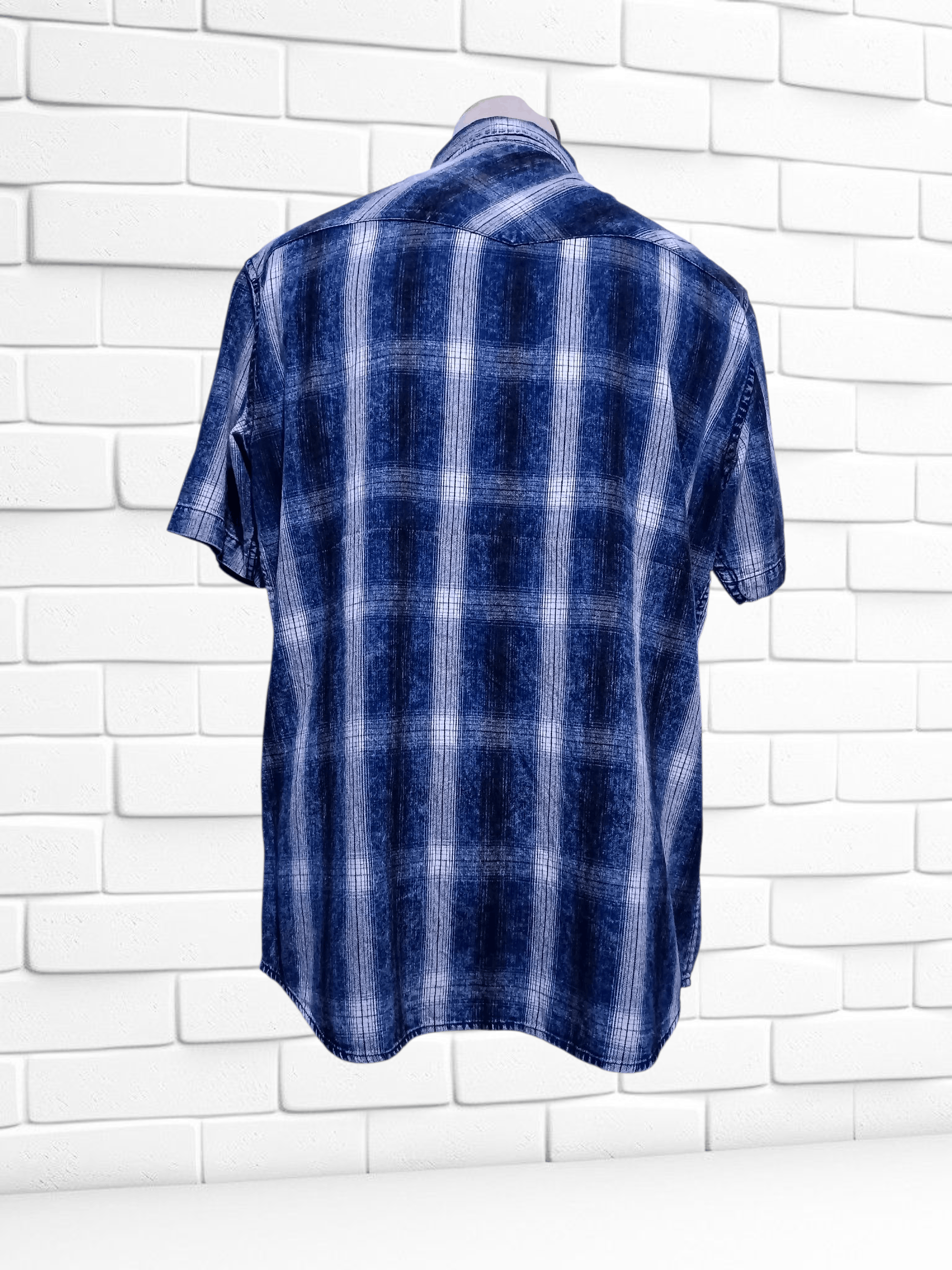 Japanese Brand Vintage Spinash Indigo Wash Check Western Style Size US L / EU 52-54 / 3 - 4 Thumbnail