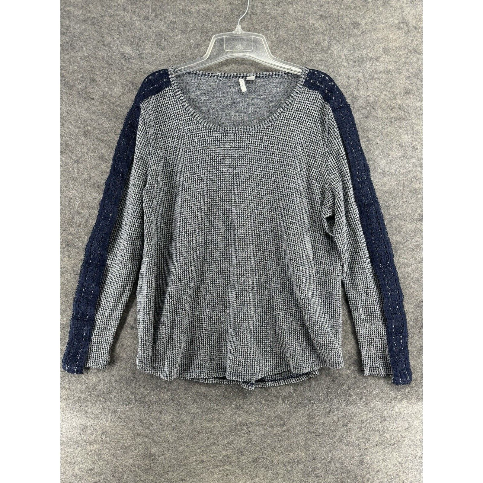 Other Cato Sweater Womens XL Gray Knit Blue Floral Lace Fairy Boho Size XL / US 12-14 / IT 48-50 - 1 Thumbnail