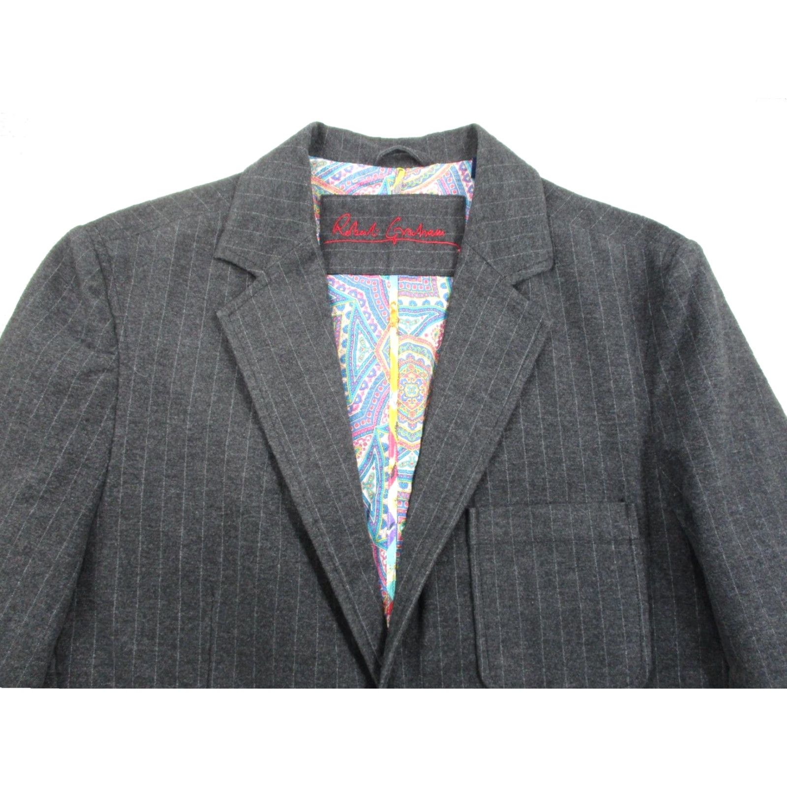 Robert Graham Robert Graham Blazer Mens Large Pinstripe Wool Blend Sport Coat Jacket Lined Size 42R - 4 Thumbnail