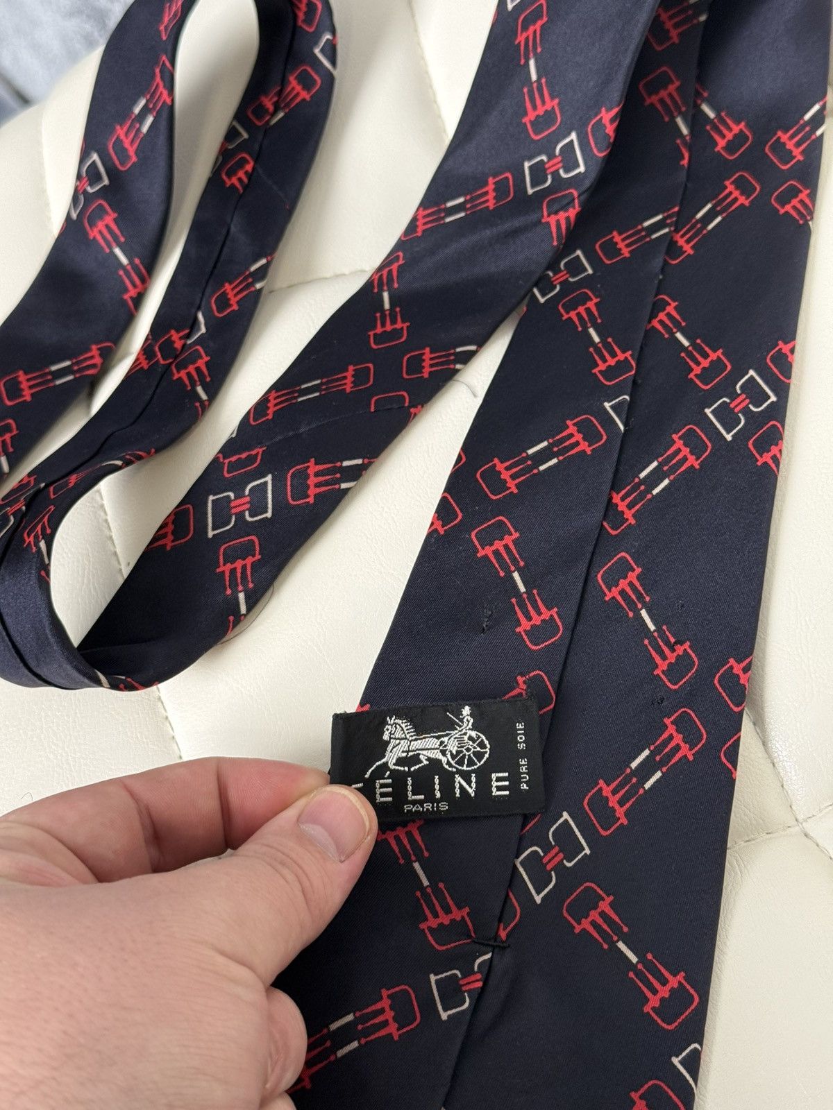 Celine Vintage CELINE Paris Silk Tie Geometric Pattern Necktie Size ONE SIZE - 6 Thumbnail