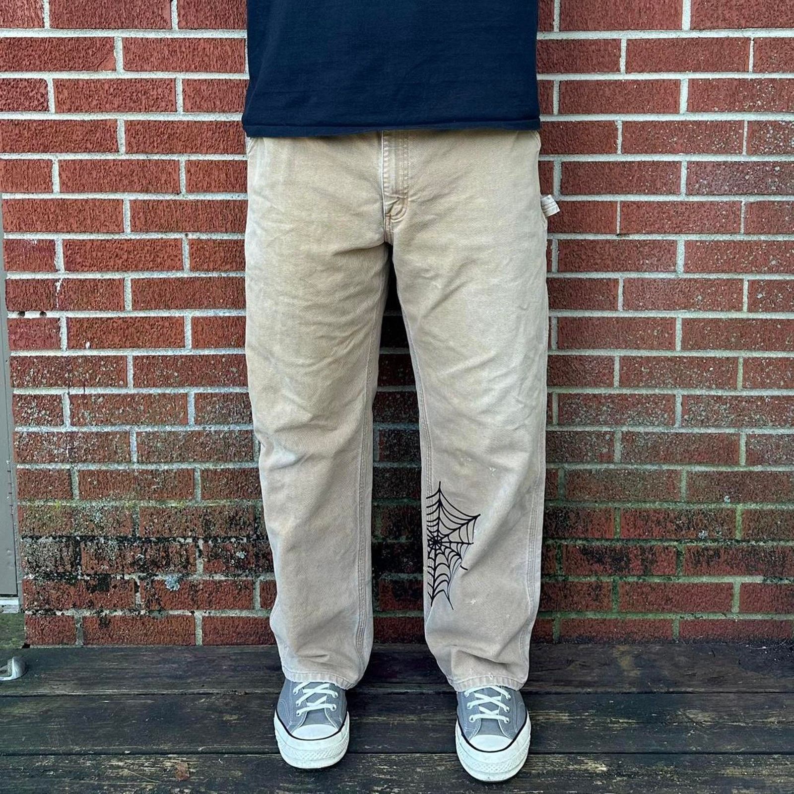 Carhartt Carhartt dungaree distressed pants with spider web details Size US 38 / EU 54 - 1 Thumbnail