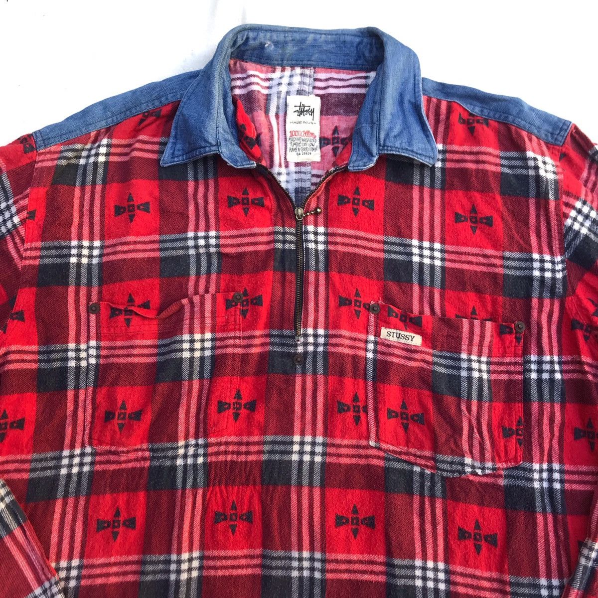 Stussy Vintage Stussy Halfzip Flannel Made In Usa shirt plaid tarta Size US XL / EU 56 / 4 - 2 Thumbnail
