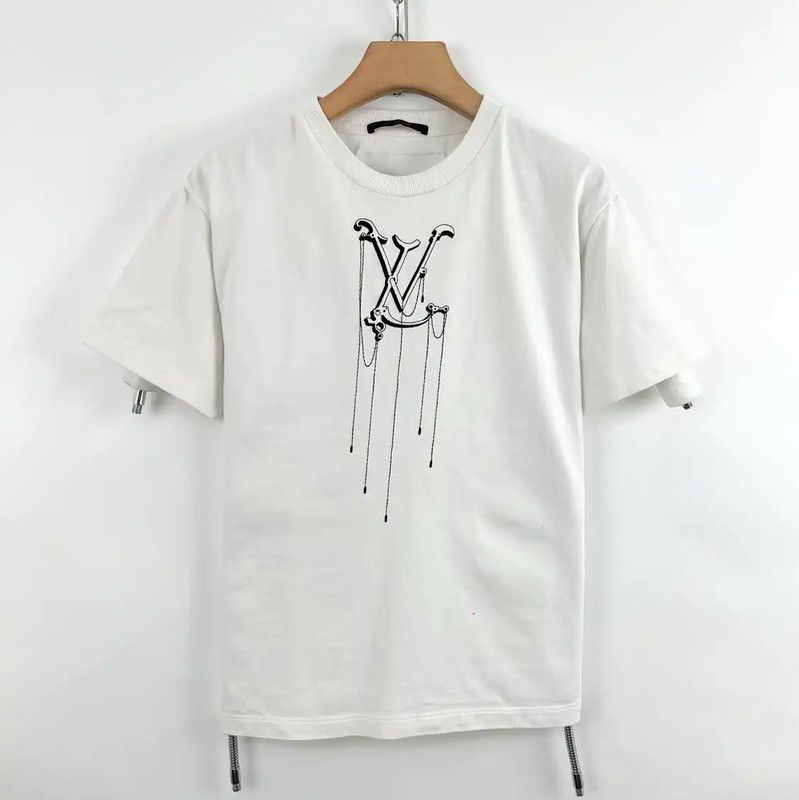 Louis Vuitton Louis Vuitton White Cotton Embroidered Short Sleeve T-Shirt 0089 Size S / US 4 / IT 40 - 1 Thumbnail