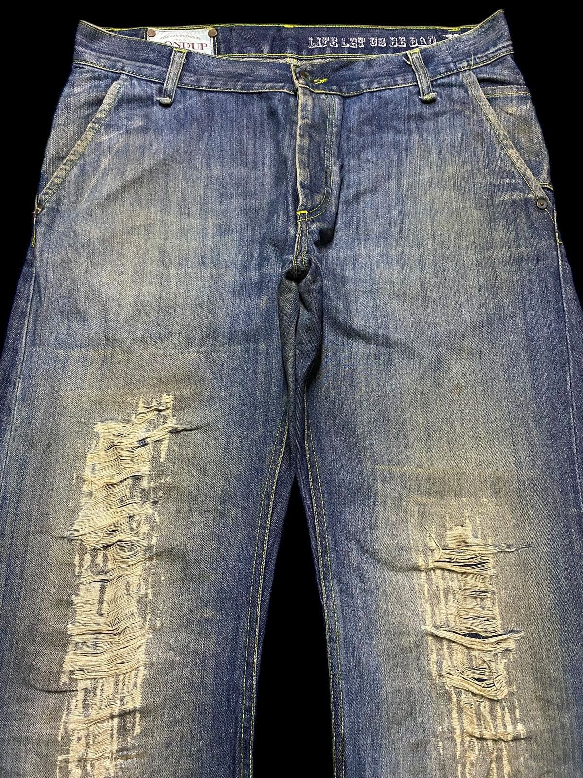Kapital Dondup Distressed Wide Leg Jeans Vintage Washed Denim Size US 34 / EU 50 - 3 Thumbnail