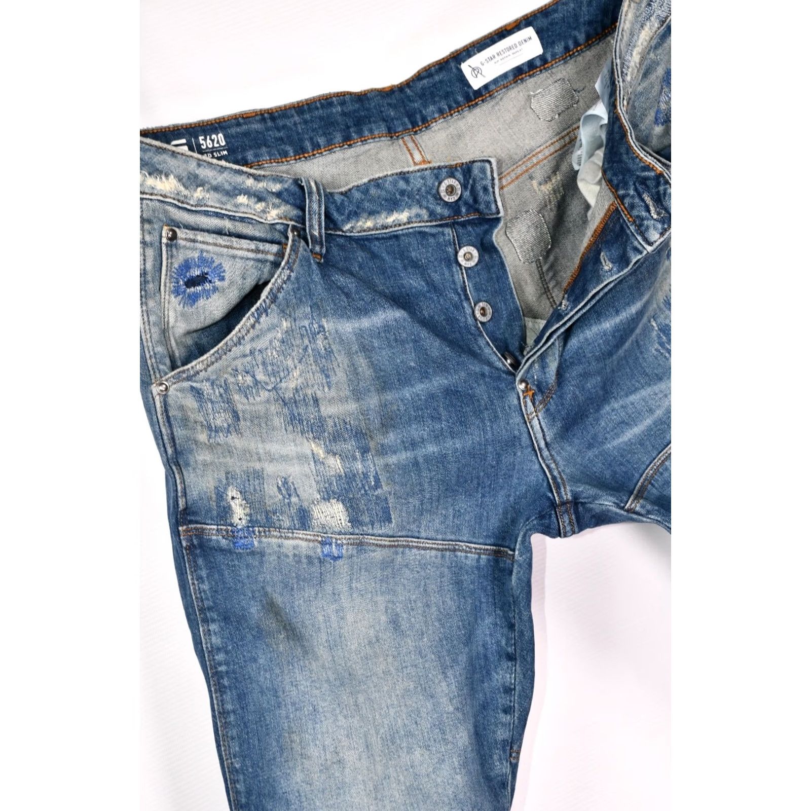 G-Star G-Star 5620 3D Slim Restored Denim Jeans Men W34 L30 Jeans Slim Blue Cotton 5-Pocket 98% Cotton 2% Elastane Men 34x30 Size US 34 / EU 50 - 5 Thumbnail