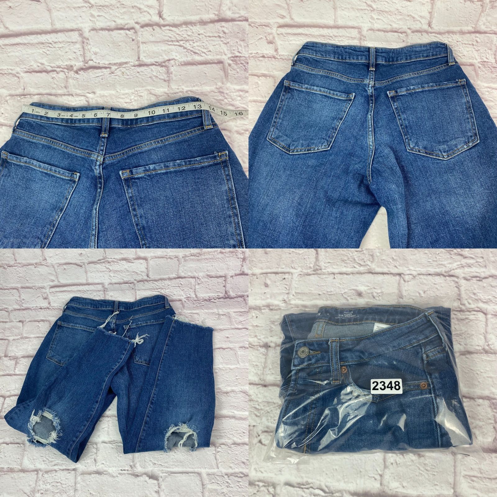 Old Navy VINTAGE Old Navy OG Straight Jeans Womens 6 Blue High Rise Distressed 5-Pocket Medium Wash Size 28" / US 6 / IT 42 - 8 Thumbnail