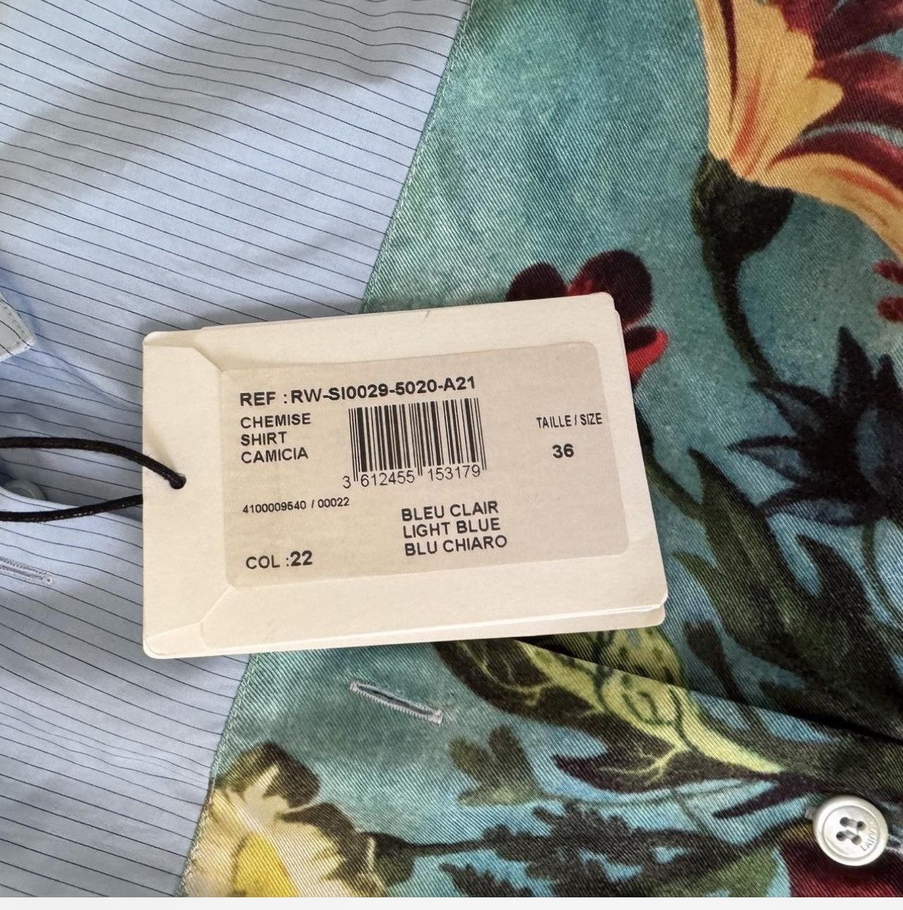 Lanvin NWT Lanvin Blue Striped Shirt with Floral Print Size XS / US 0-2 / IT 36-38 - 4 Thumbnail