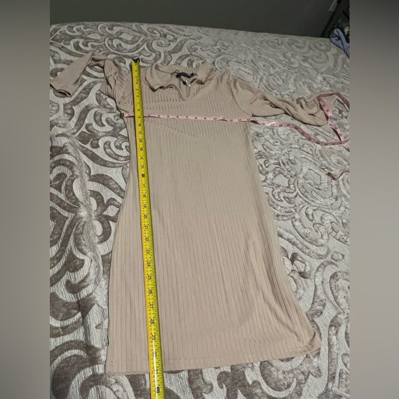 Boohoo Boohoo Camel Ribbed Collar Detail Long Sleeve Bodycon Size M / US 6-8 / IT 42-44 - 9 Thumbnail