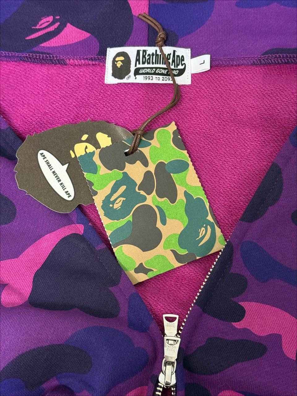 Bape Purple Shark Full Zip Up Hooded Bape Size US L / EU 52-54 / 3 - 8 Thumbnail