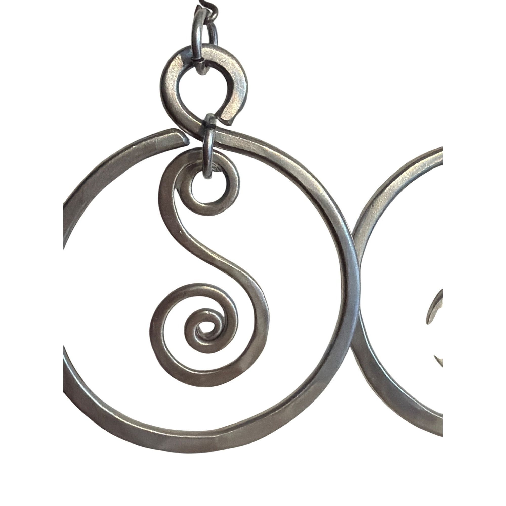 Other Vintage Silver Tone Spiral Dangle Hoop Earrings Hooks 2.5" L Size ONE SIZE - 2 Thumbnail