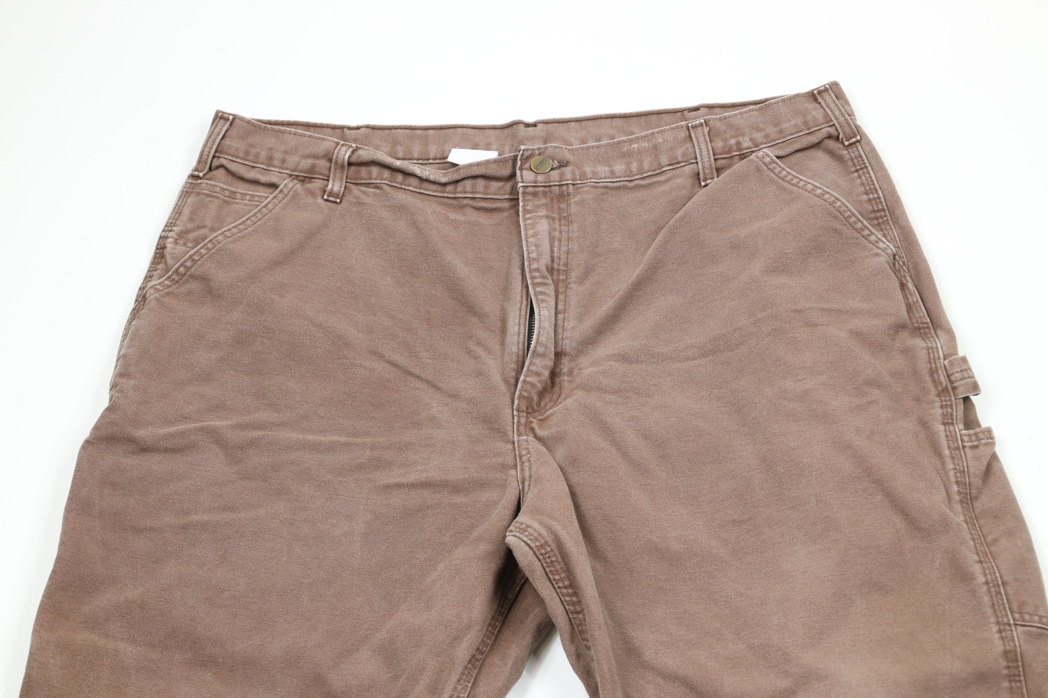 Carhartt × Vintage Vintage 90s Carhartt Wide Leg Canvas Dungaree Pants Brown Size US 40 / EU 56 - 2 Thumbnail