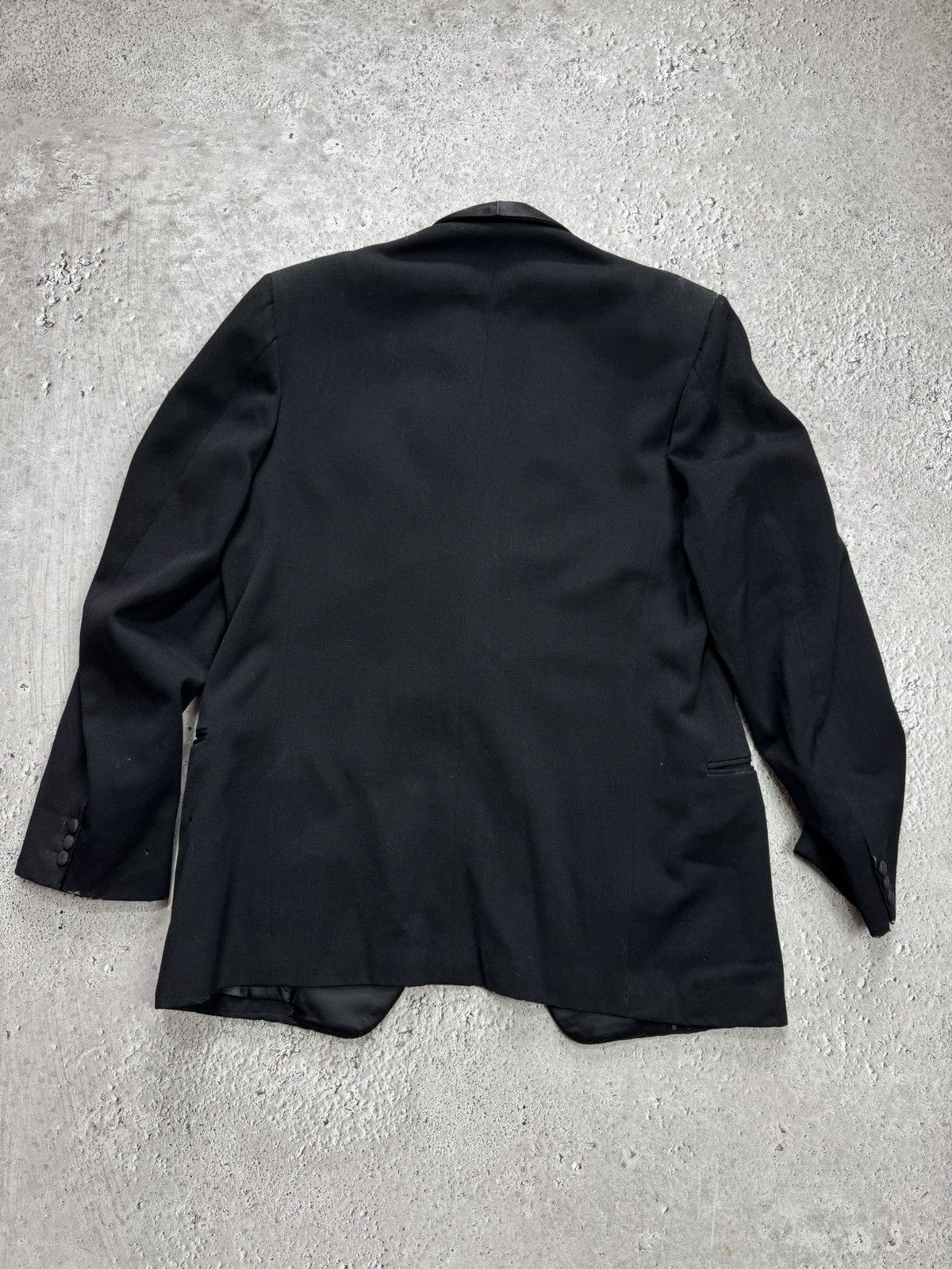 Other Vintage Black Tuxedo Blazer One Button Leather Shawl Collar Size 36R - 14 Thumbnail