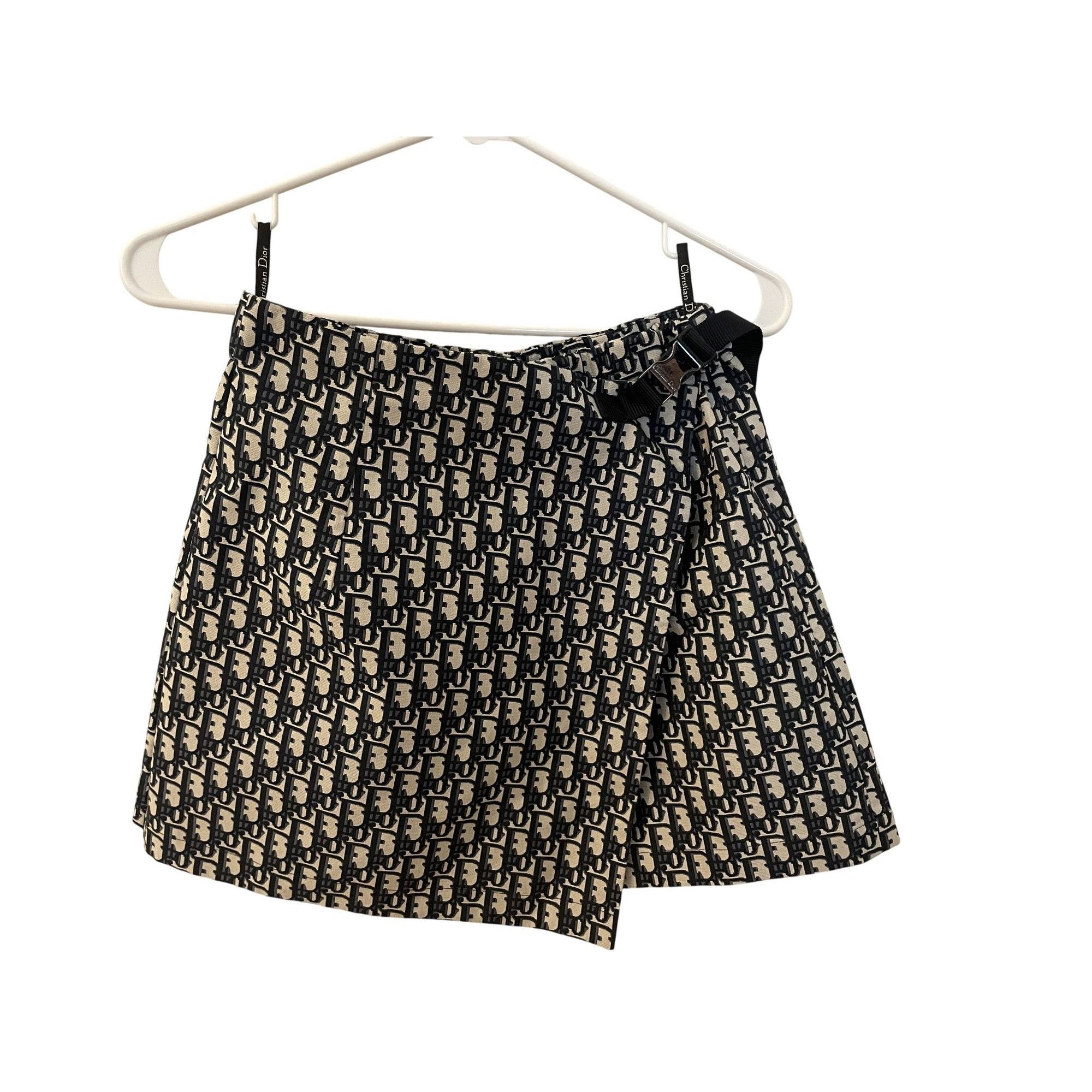 Christian Dior Monogram Print Wrap Skirt With Buckle Detail