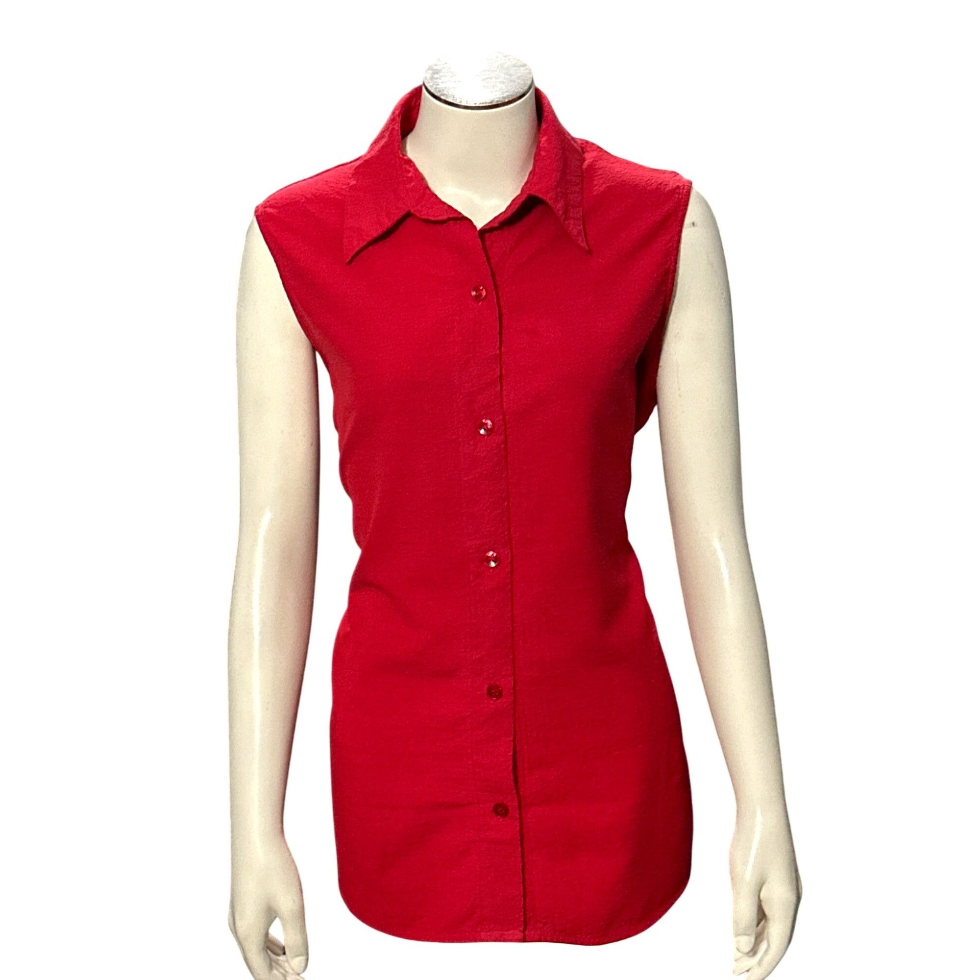 Other CCC Sleeveless Silhouette Red Button Down Blouse With Collar Size L / US 10 / IT 46 - 1 Thumbnail