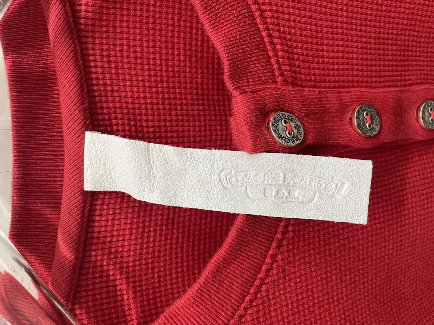 Chrome Hearts Chrome Hearts Henley Embroidered Thermal Red T-Shirt Tee Size US M / EU 48-50 / 2 - 4 Thumbnail