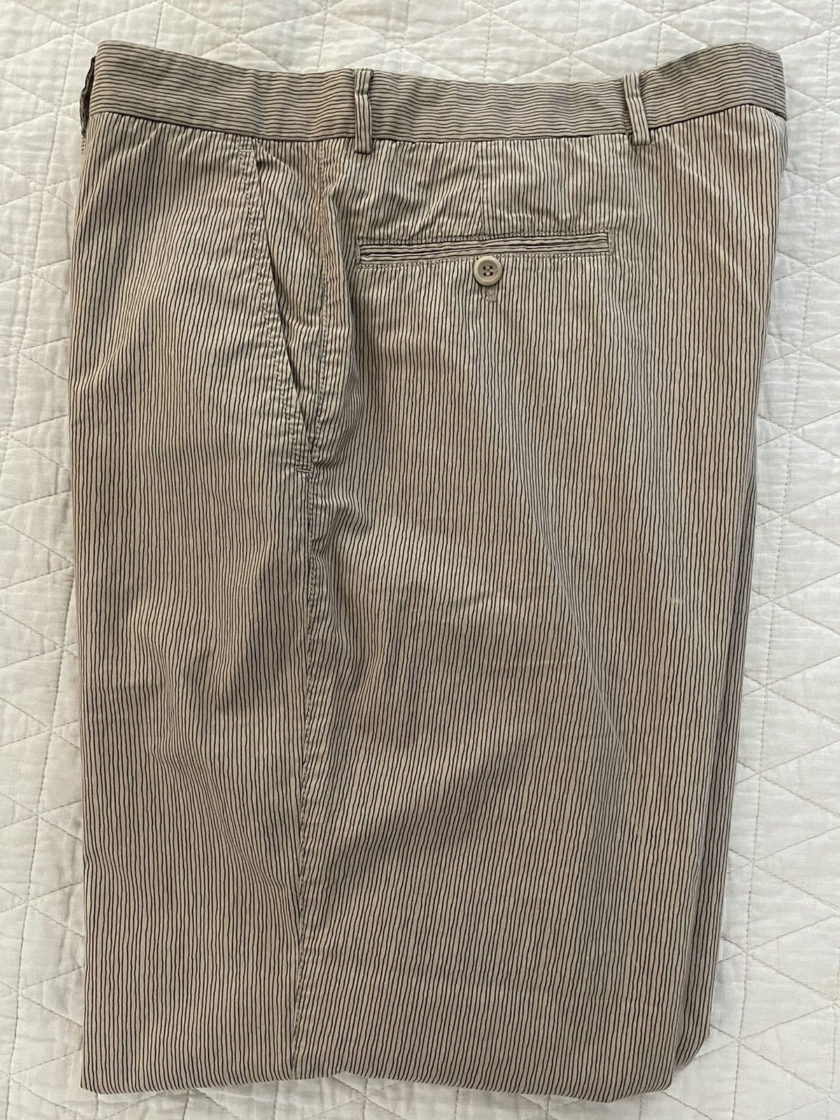 Armani Collezioni Free Hand Stripe Lightweight Cotton Trouser Size US 36 / EU 52 - 1 Thumbnail