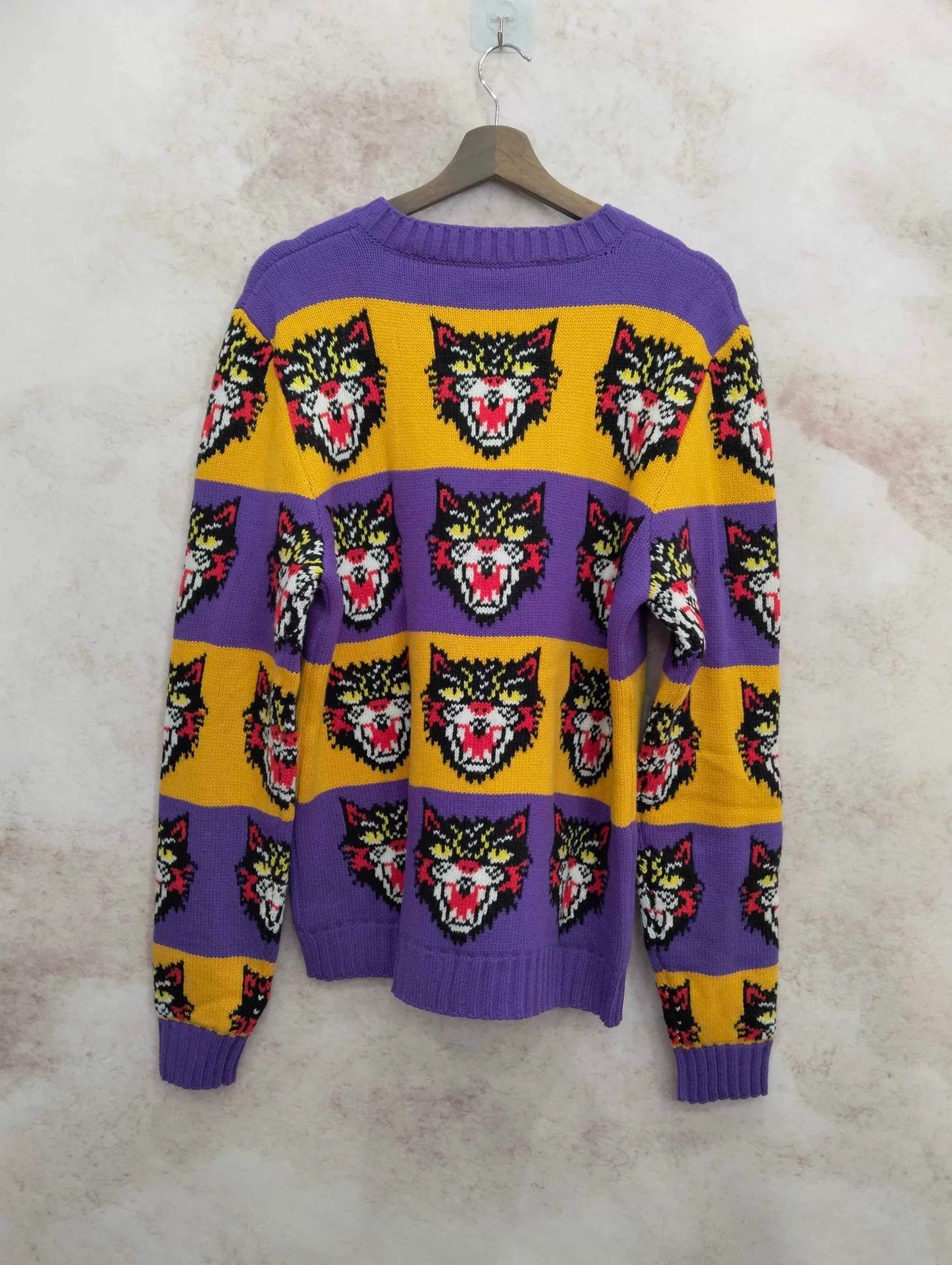 Gucci GUCCI Yellow-Purple Tiger Colorblock LS Sweater M Size US M / EU 48-50 / 2 - 2 Thumbnail