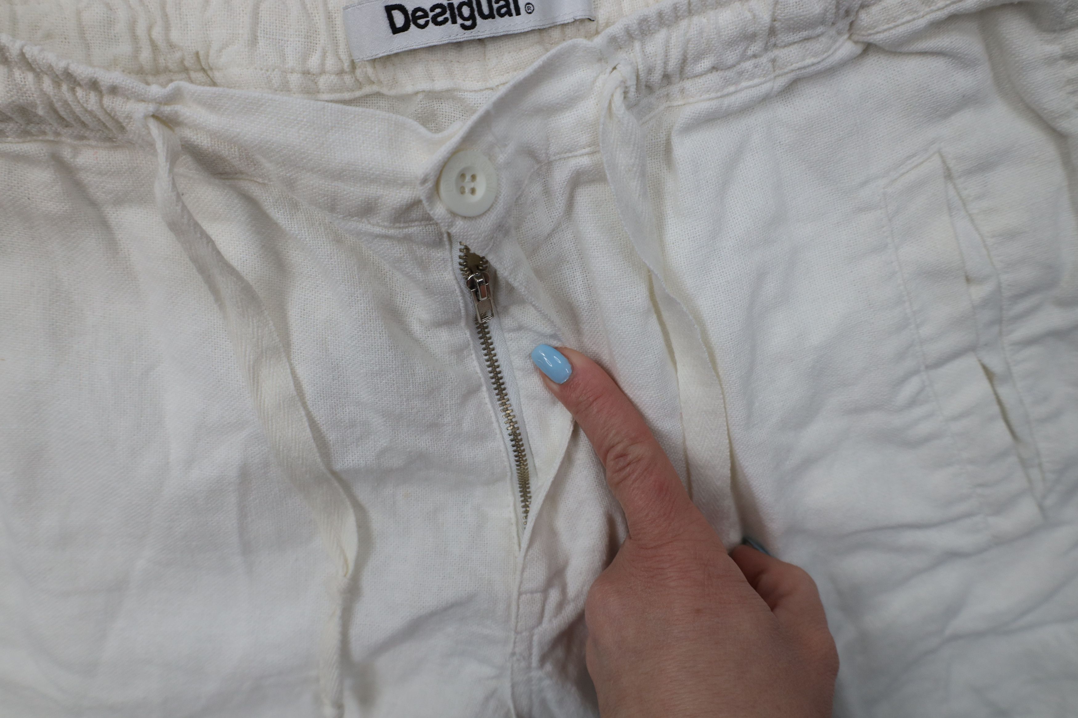 Desigual Desigual Linen Blend Wide Leg Beach Harem Pants White Size 32" / US 10 / IT 46 - 8 Thumbnail
