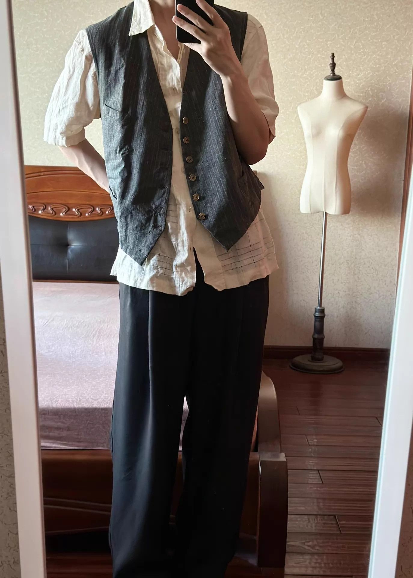 Vintage French Vintage 50s Wool Ragged Vest Size US S / EU 44-46 / 1 - 8 Thumbnail